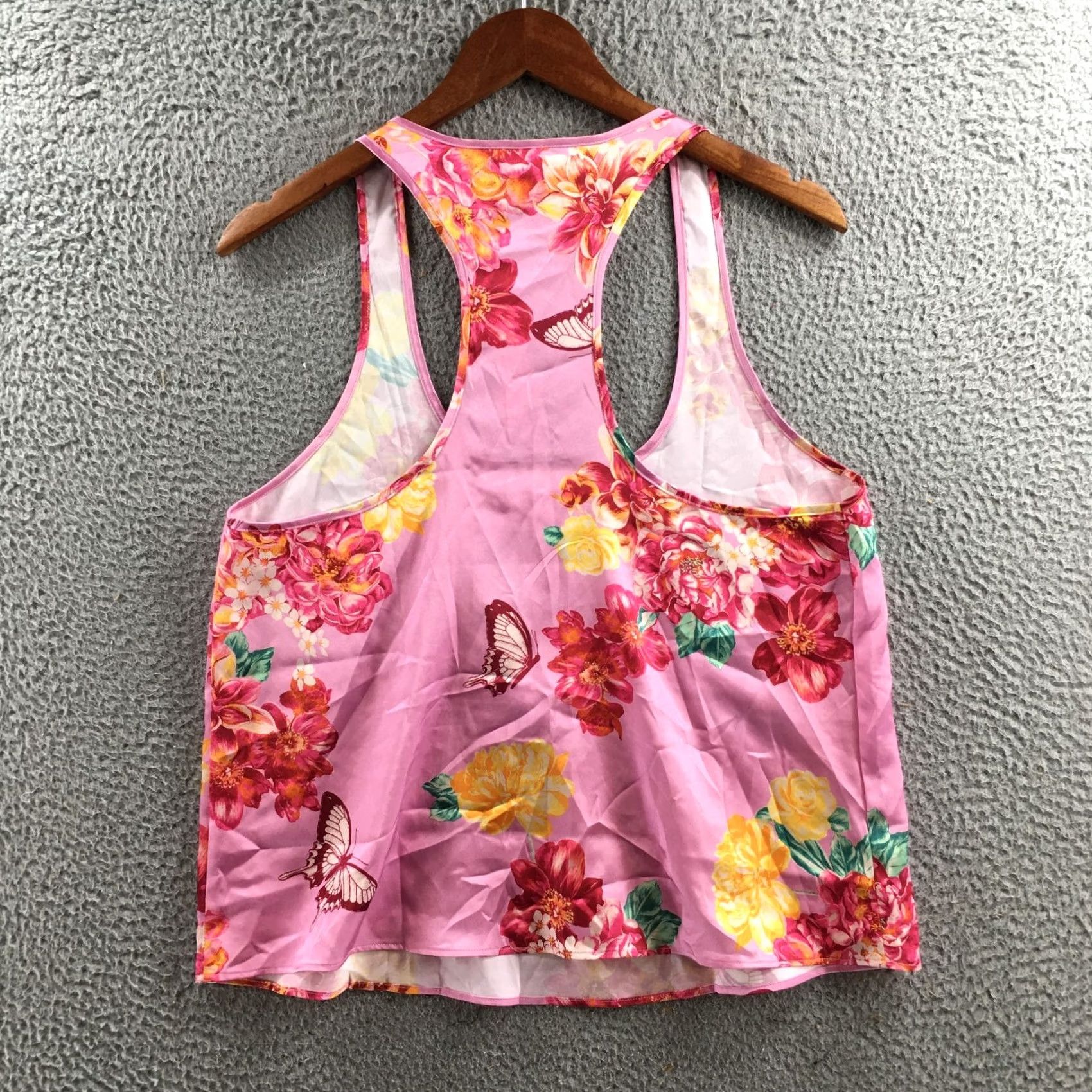 Victoria's Secret Victoria’s Secret Tank Top Women Medium Pink Floral Butterfly Racerback Satin Size M / US 6-8 / IT 42-44 - 7 Thumbnail