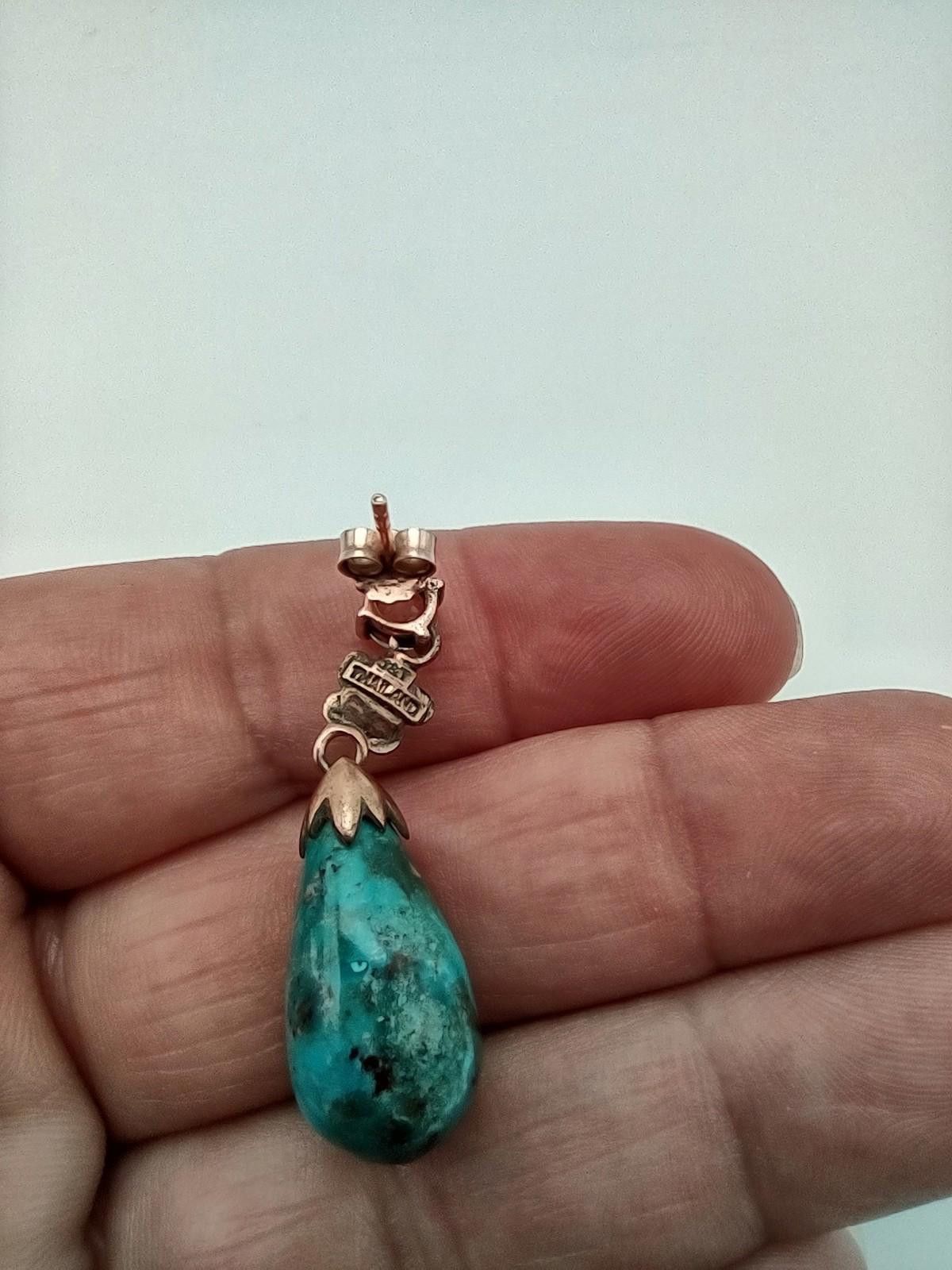 J.T. Beckett J&T Thailand 925 Sterling Turquoise Blue Topaz Drop Earrings Size ONE SIZE - 3 Thumbnail