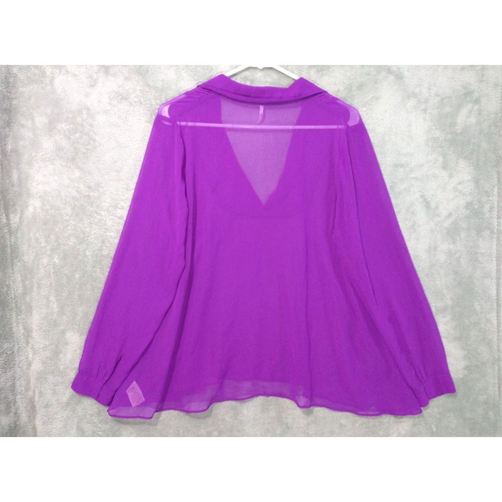 Free People Free People Shirt Womens Small Fuchsia Purple Tunic Long Sleeve V Neck Top Sheer Blouse Vintage No Size S / US 4 / IT 40 - 2 Thumbnail