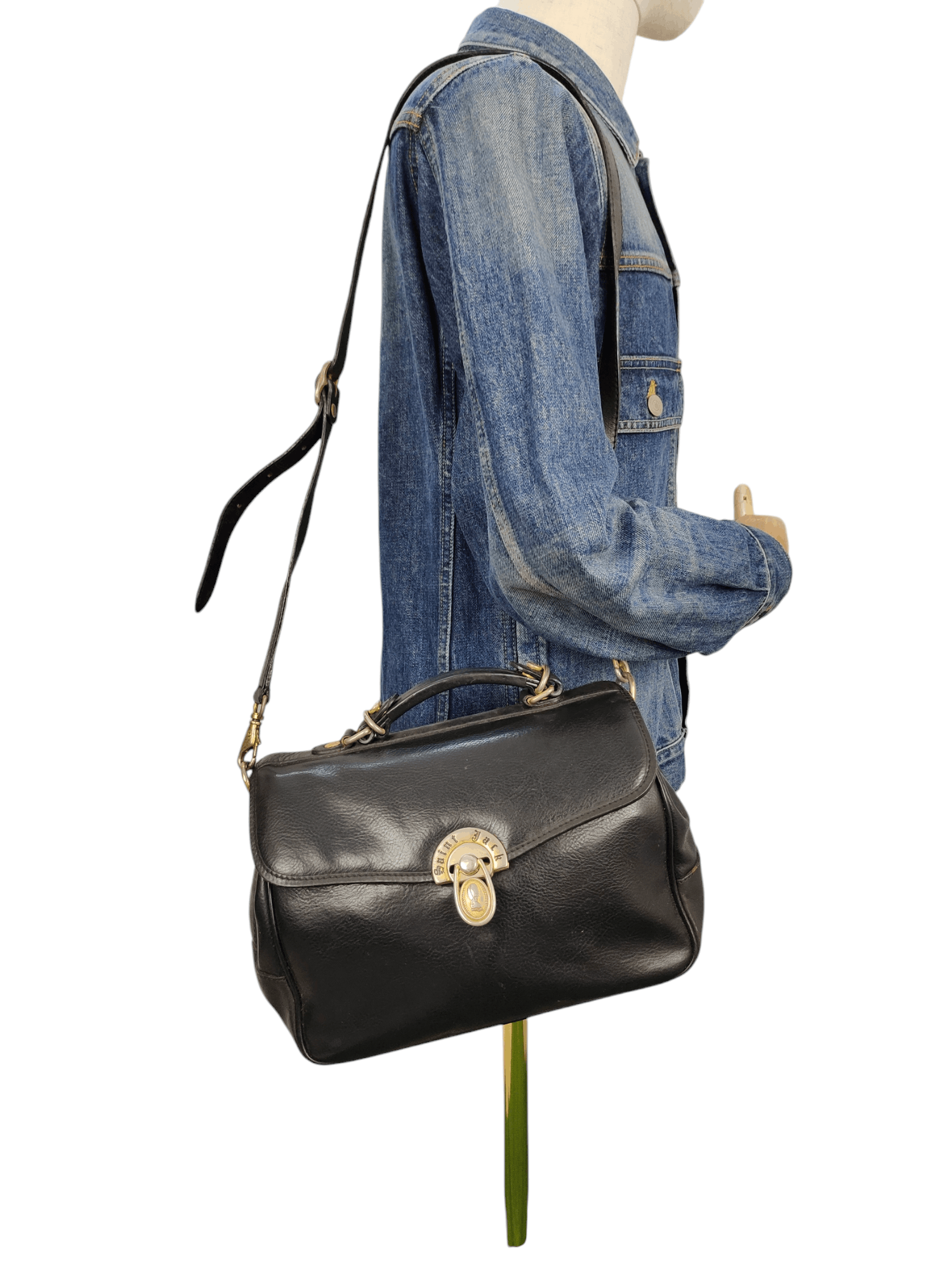 Vintage 80's Saint Jack Patina Leather Shoulder Bag, Men's