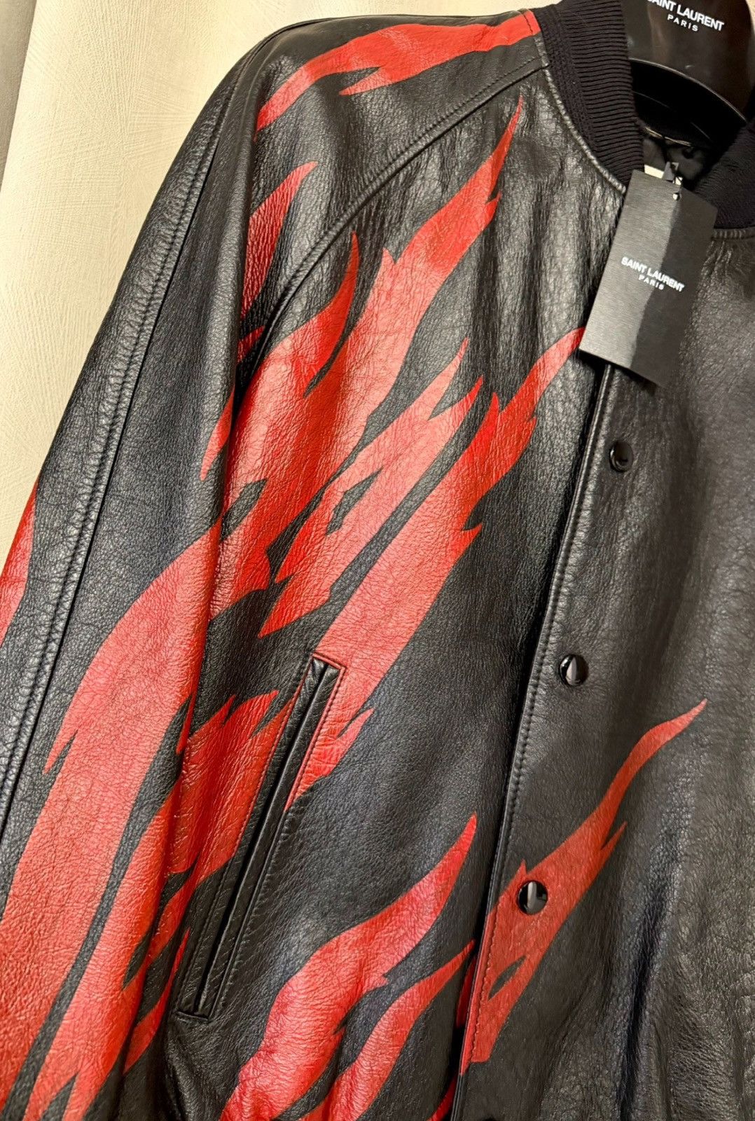Saint Laurent Paris Saint Laurent Paris 17FW Flames Lambskin Bomber Jacket Size US S / EU 44-46 / 1 - 4 Thumbnail