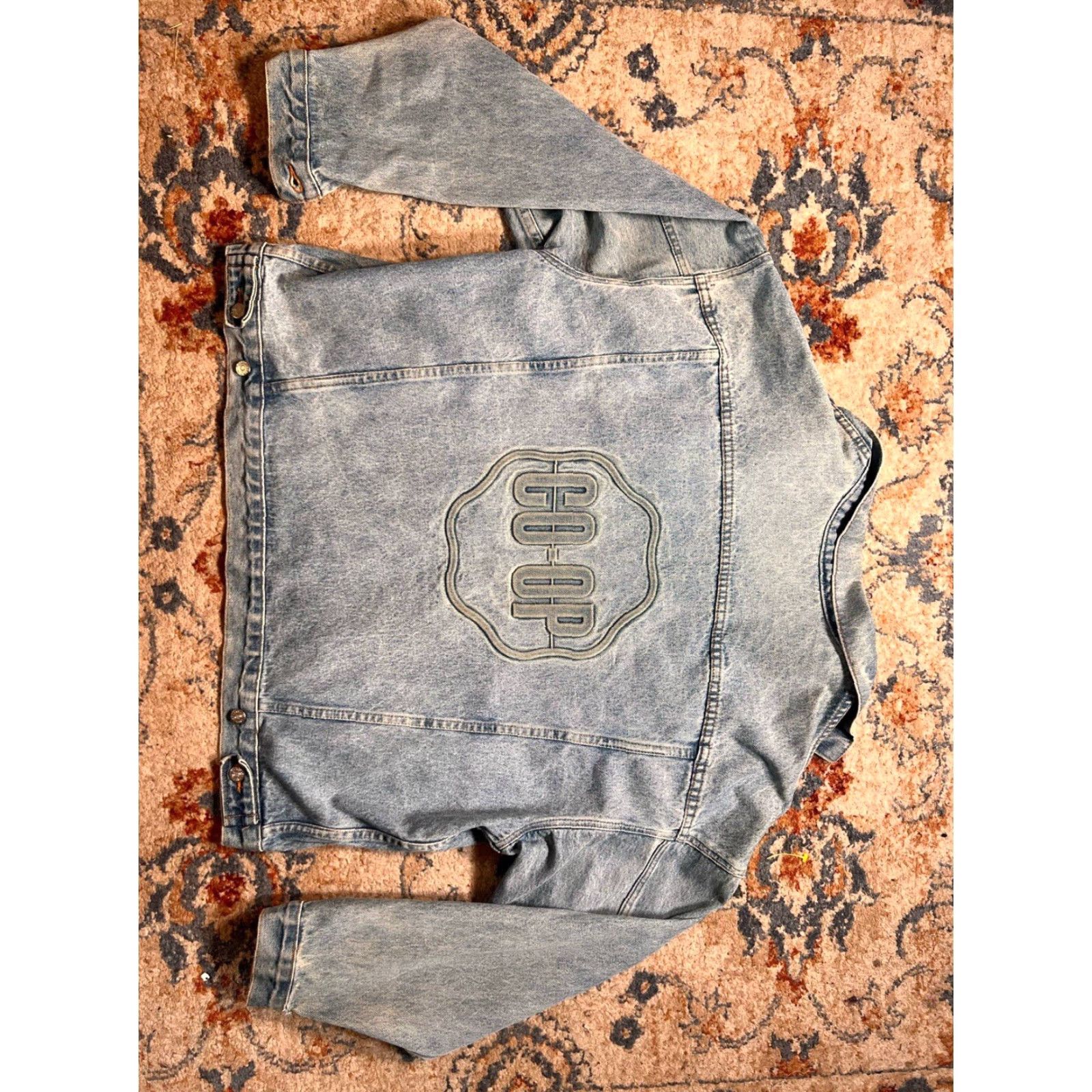 Vintage VINTAGE TYCA Denim Jacket 2XL Blue Jean Trucker Embossed Co-OP 90s Made In USA Size US 39 - 6 Thumbnail