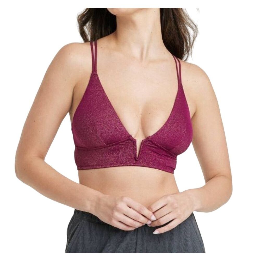 Other Auden - Women's Shimmer Bralette - Burgundy - Extra Small Size ONE SIZE - 1 Thumbnail