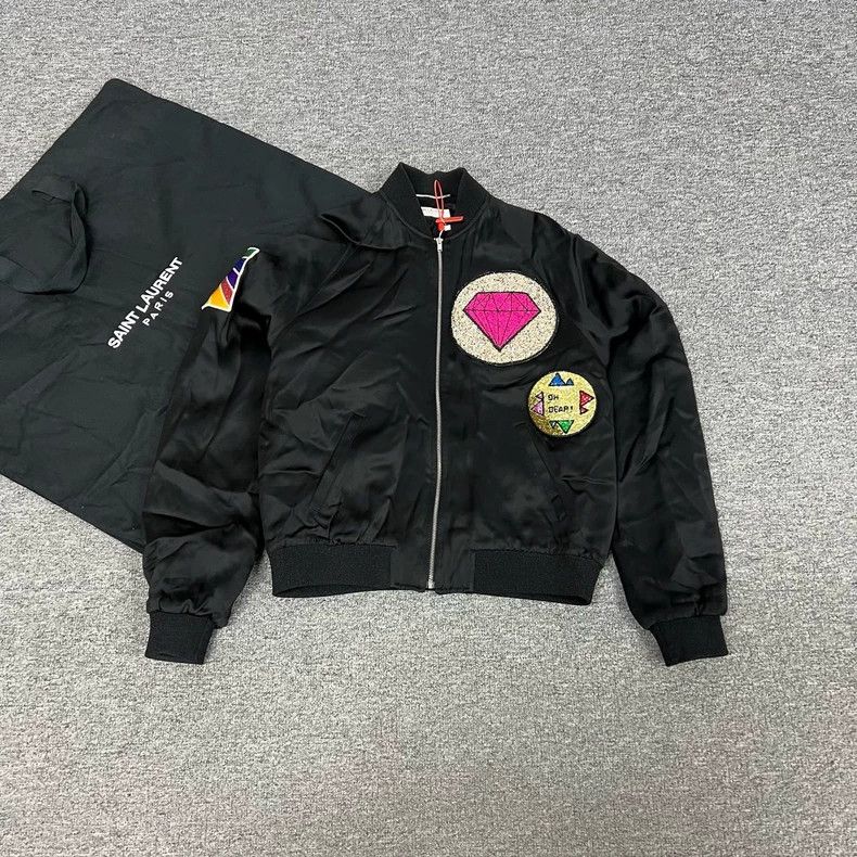 Saint Laurent Paris Saint Laurent Black Baseball Jacket with Patches Size US XXL / EU 58 / 5 - 1 Thumbnail