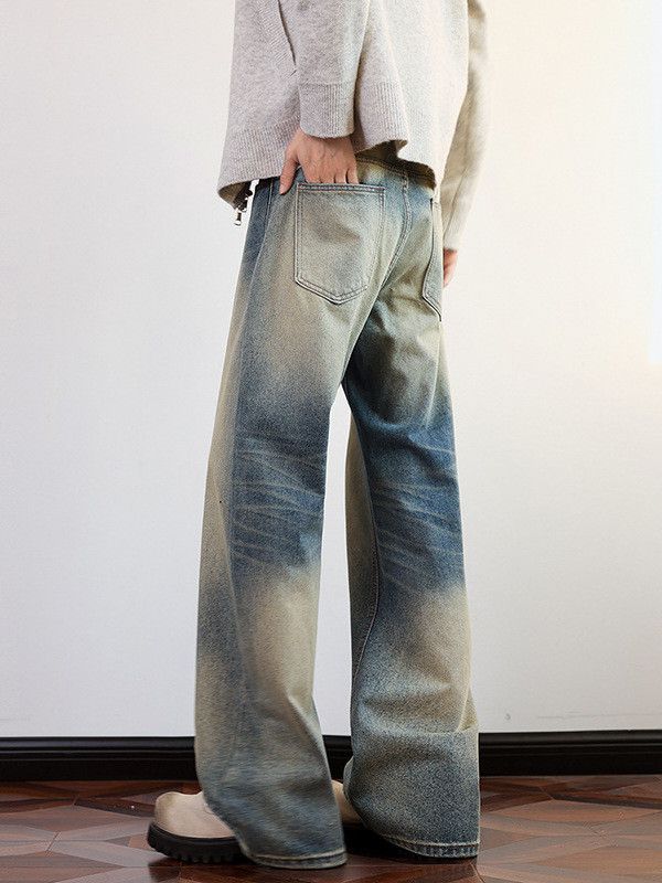 Vintage Men's loose washed gradient distressed retro straight jeans Size US 32 / EU 48 - 4 Thumbnail