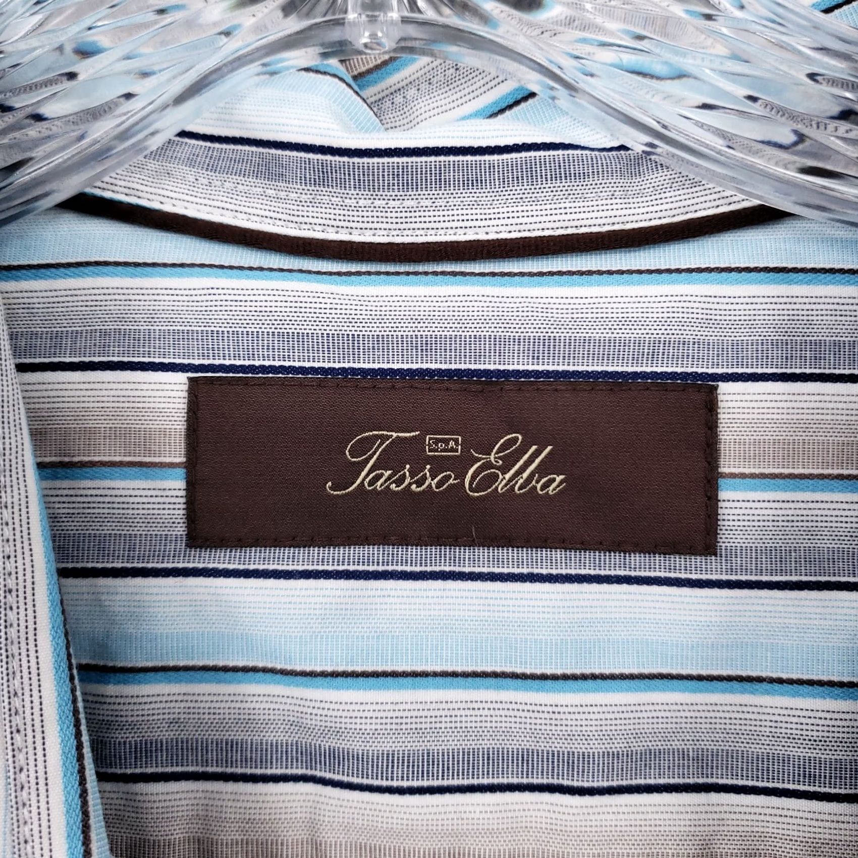 Tasso Elba Tasso Elba Shirt Mens XL Blue Gray Striped Button Long Sleeve Size US XL / EU 56 / 4 - 7 Thumbnail