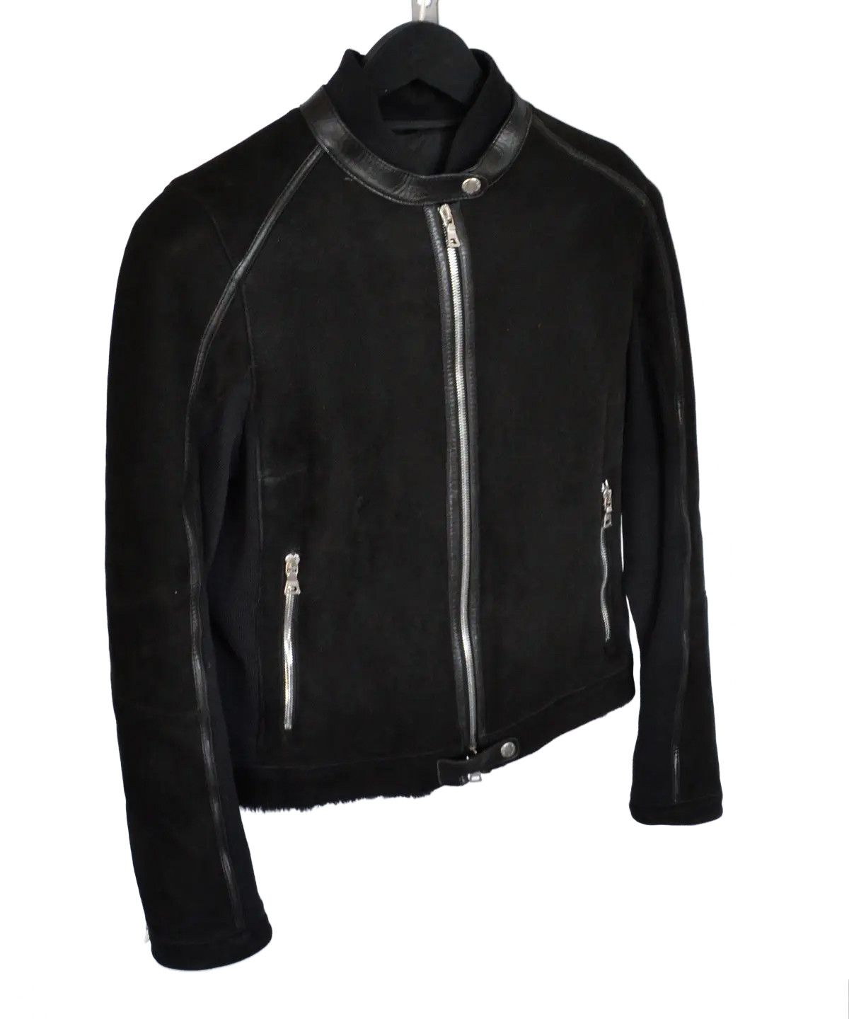 Prada PRADA Leather Jacket Black Zip Sheep Fur Shearling Bomber Size M / US 6-8 / IT 42-44 - 17 Thumbnail