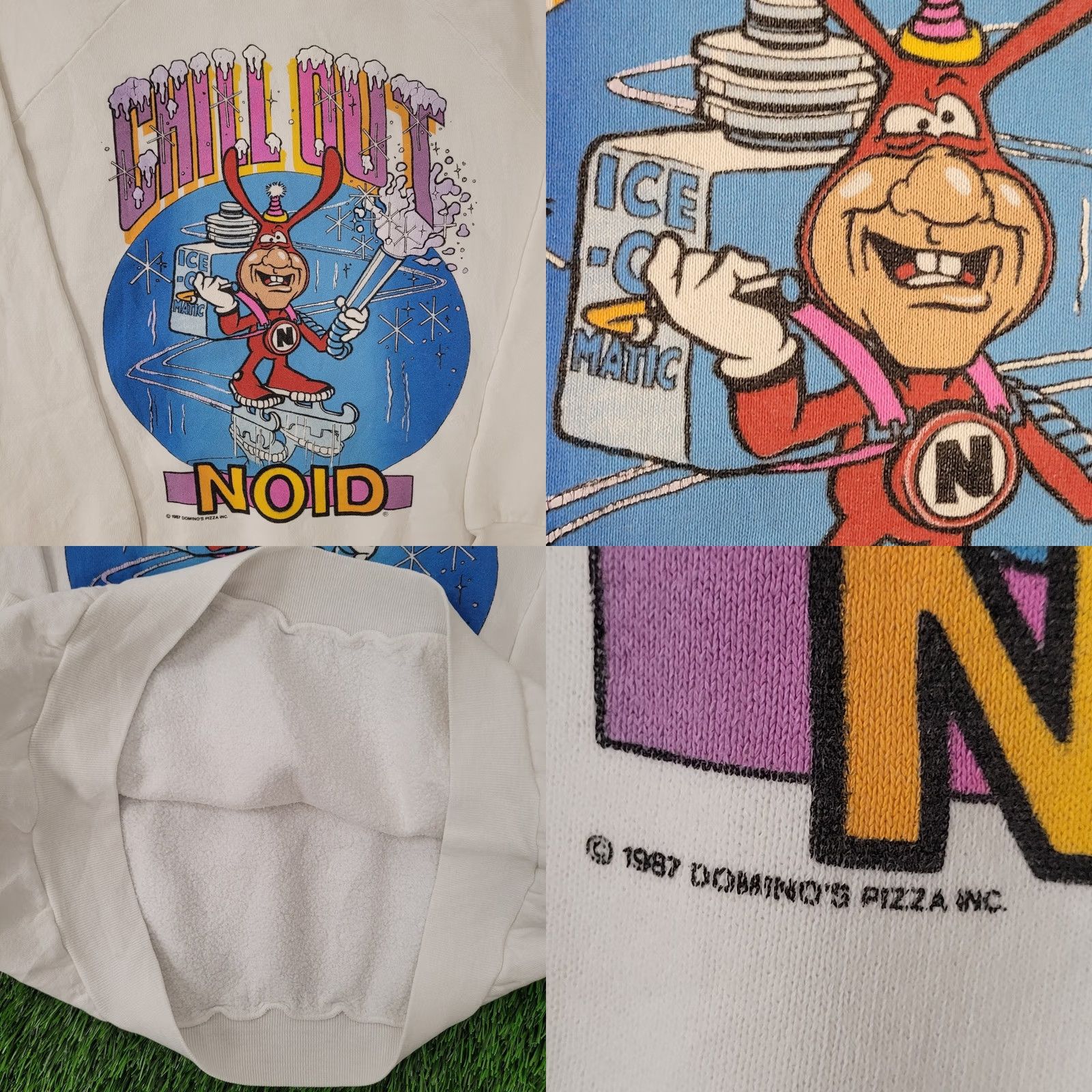 Fruit Of The Loom VINTAGE Noid Sweatshirt Womens XL 22x22 Raglan Boxy Crop White DOMINOS PIZZA Logo 80s 90s Graphic Pullover Crew Neck Size XL / US 12-14 / IT 48-50 - 9 Thumbnail