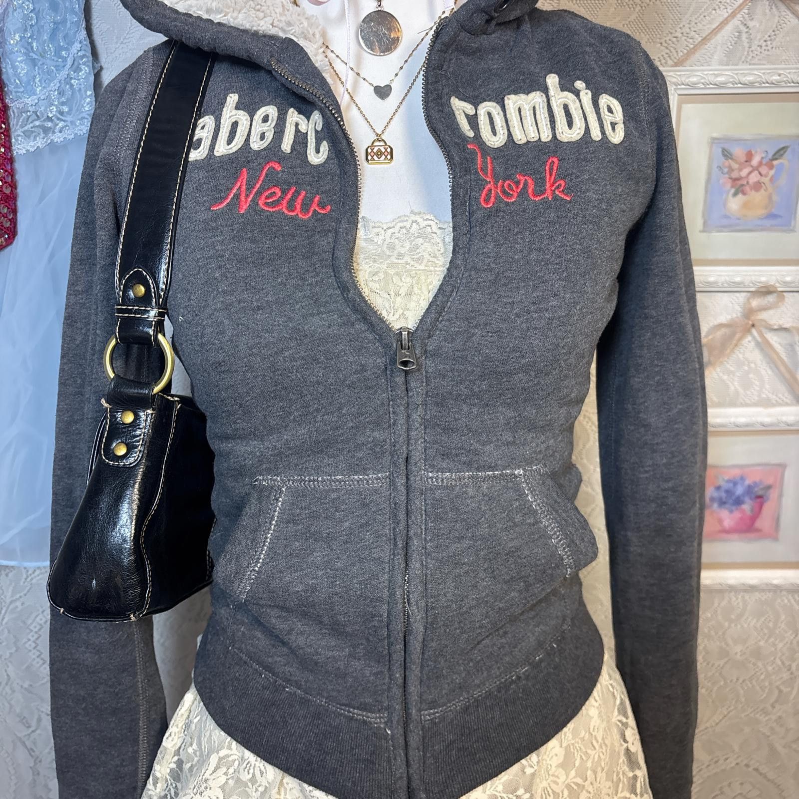 Other y2k fur lined Abercrombie kids fitted jacket Size XL / US 12-14 / IT 48-50 - 3 Thumbnail