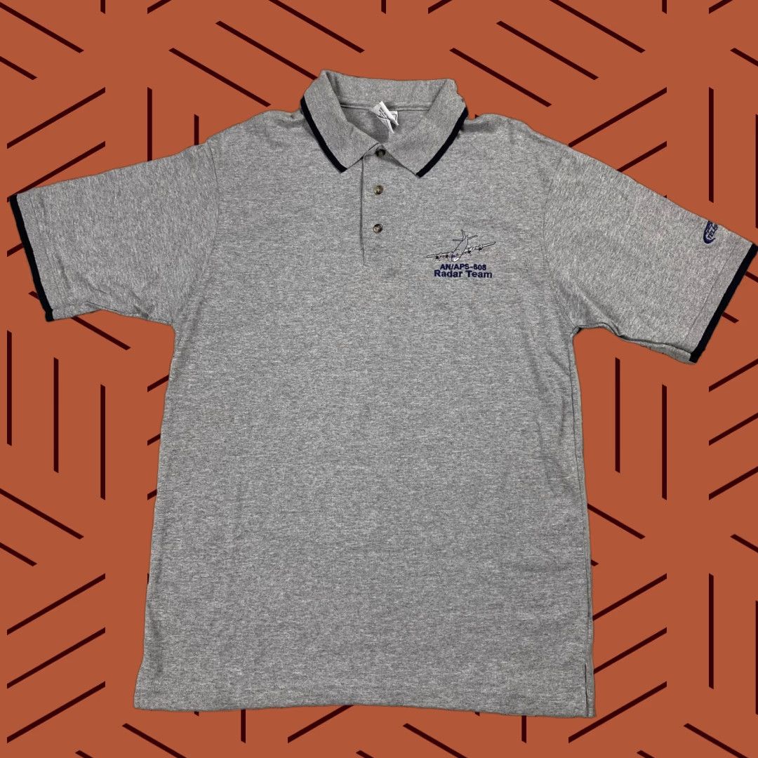 Anvil VINTAGE Anvil US NAVY DEFENSE RADAR POLO Shirt Mens Medium Gray EMBROIDERED RINGER SOLID Size US M / EU 48-50 / 2 - 1 Thumbnail