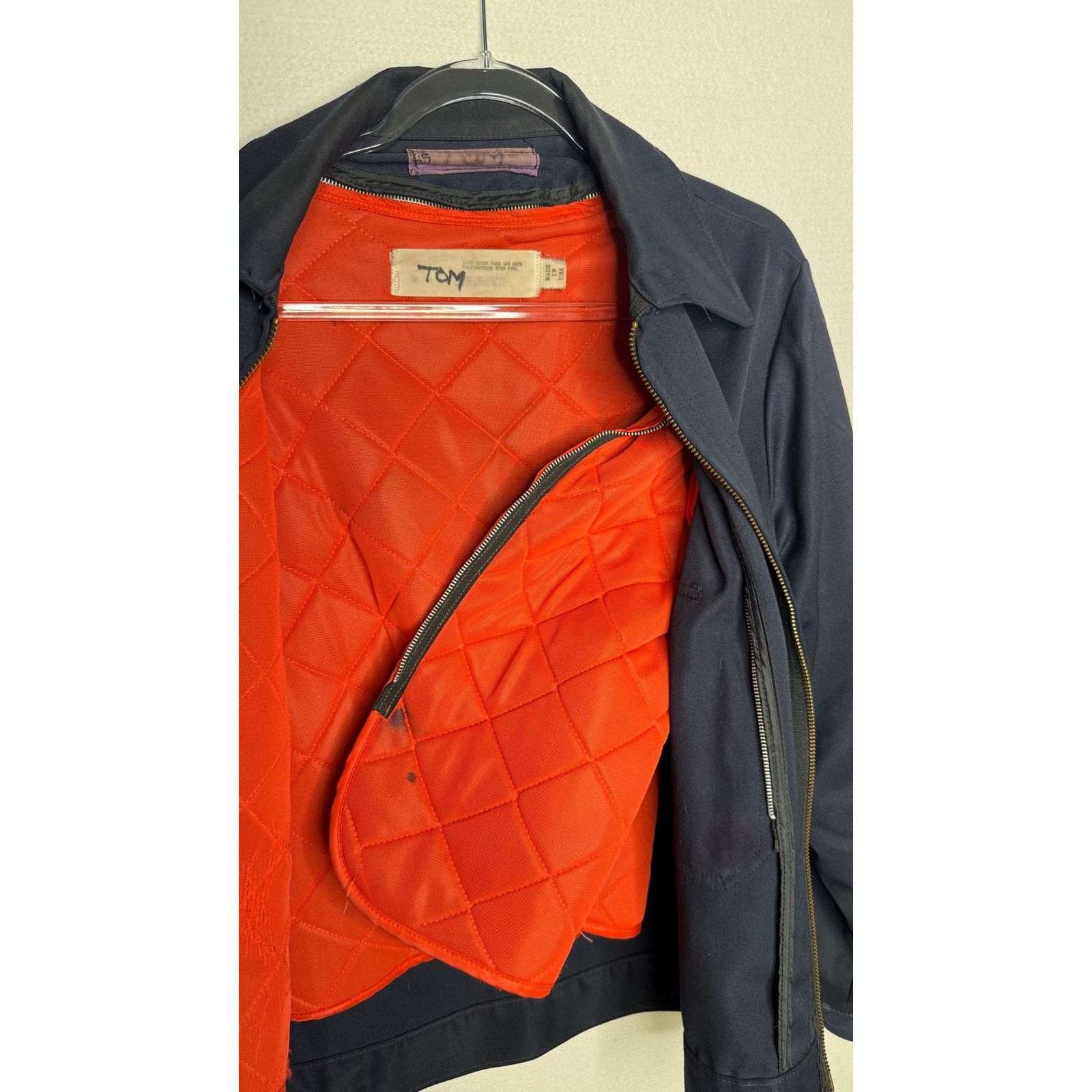 Vintage 1980s Navy Workwear Jacket Removable Orange Liner Men’s L Size US L / EU 52-54 / 3 - 6 Thumbnail
