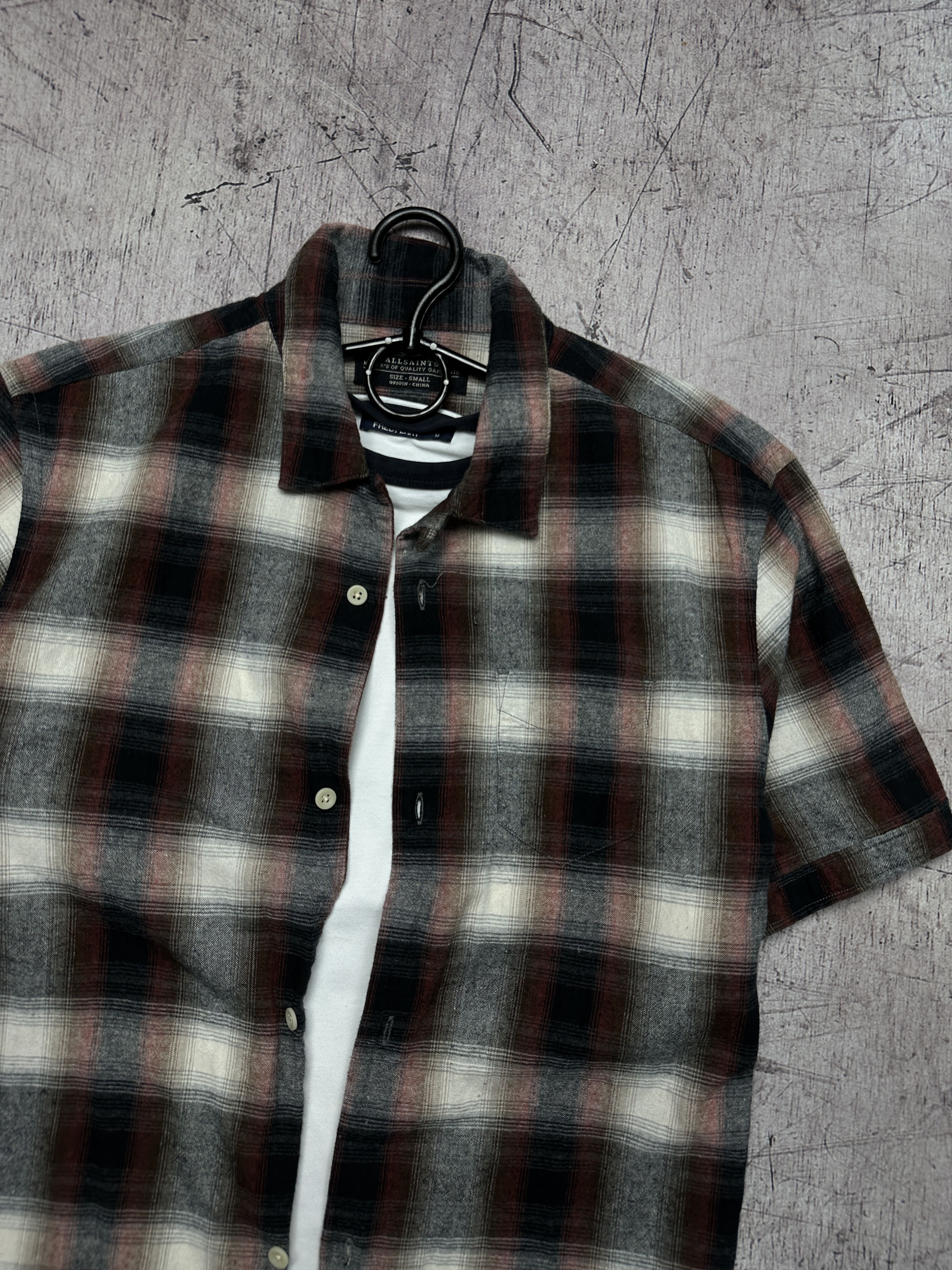 Allsaints × Flannel Allsaints Mens Short Sleeve Flannel Plaid Shirt Size US S / EU 44-46 / 1 - 2 Thumbnail