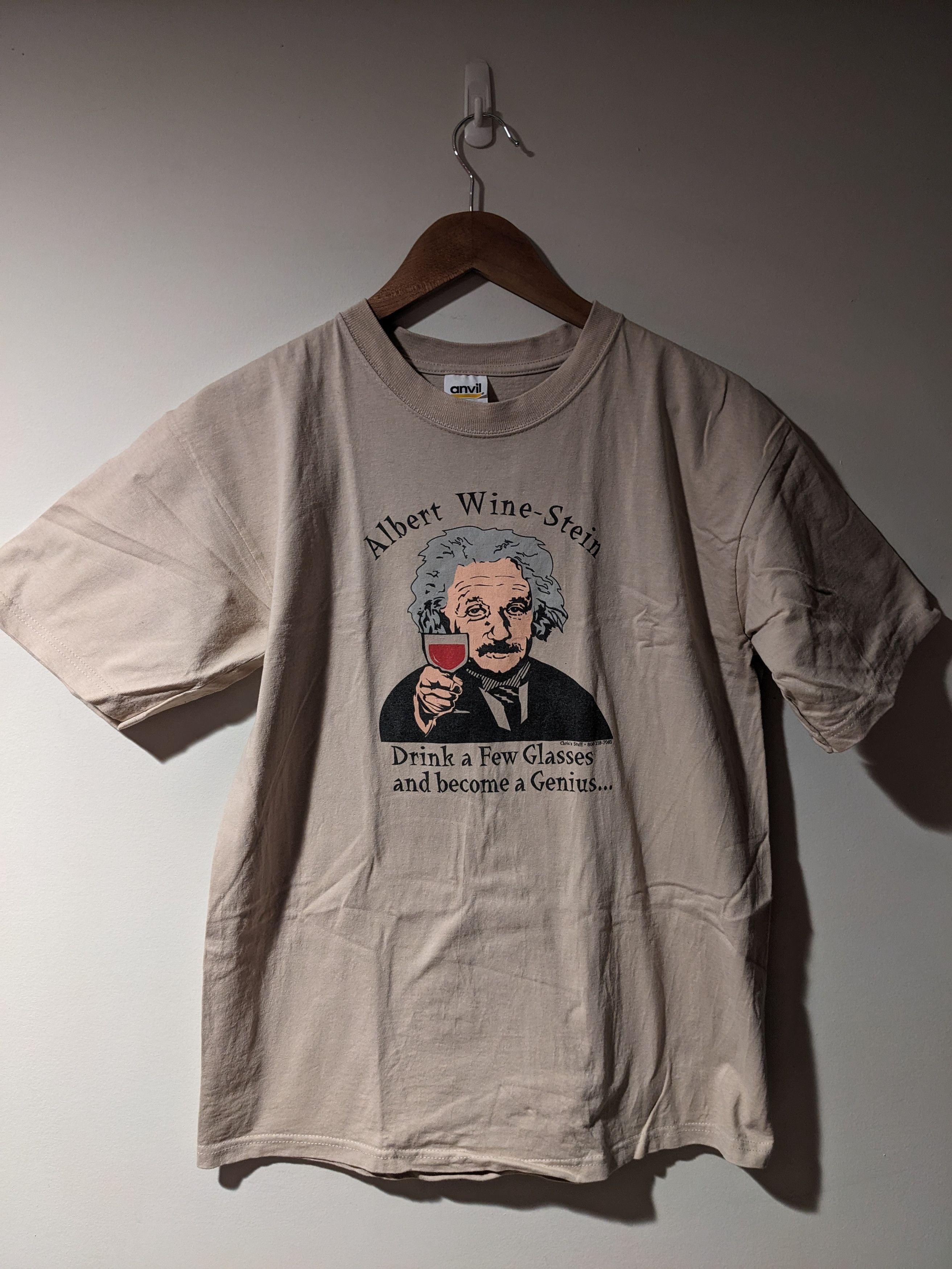 Anvil Vintage Y2K Albert Einstein Wine Drinker Genius T-Shirt Size US M / EU 48-50 / 2 - 1 Thumbnail