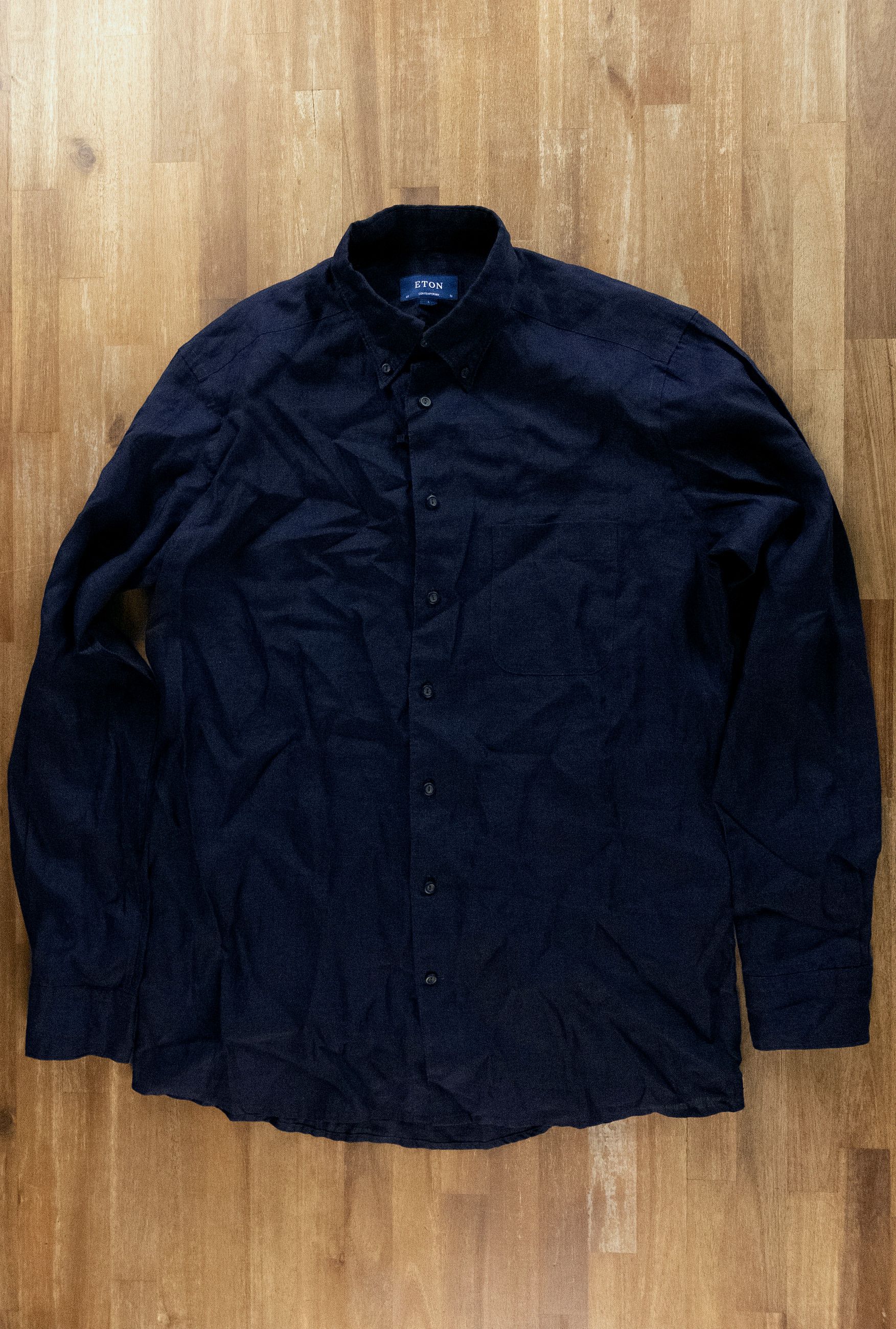 Eton ETON of Sweden contemporary fit navy blue linen shirt 41 Size US L / EU 52-54 / 3 - 4 Thumbnail