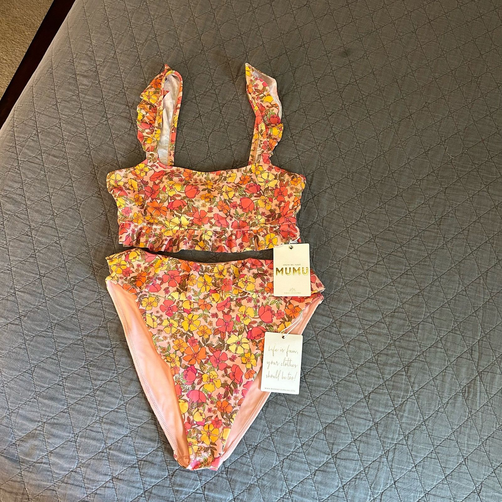 Show Me Your MuMu Show Me Your Mumu NWT Bikini Floral Top Sz M Bottoms Sz S Size ONE SIZE - 9 Thumbnail