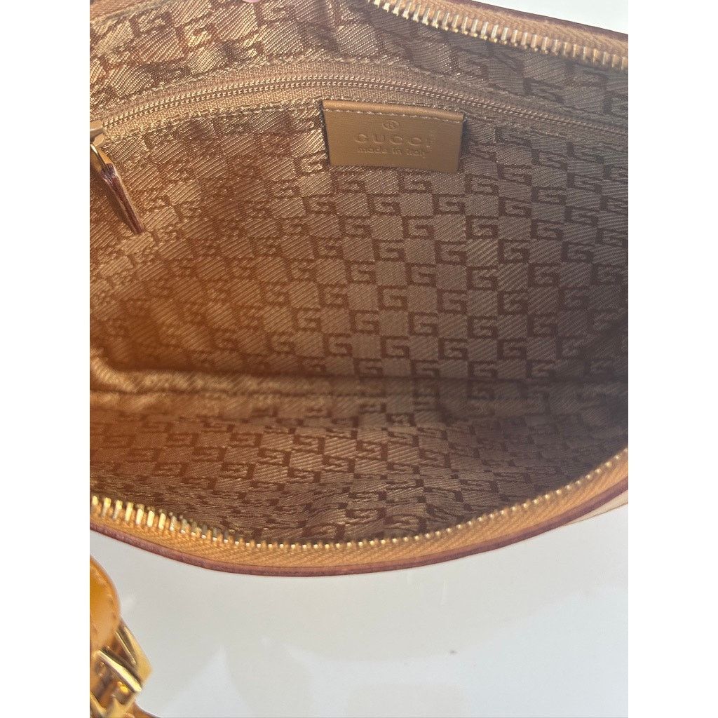 Gucci GUCCI Jackie Shoulderbag Half Moon Pink Suede Tan Leather Size ONE SIZE - 10 Thumbnail