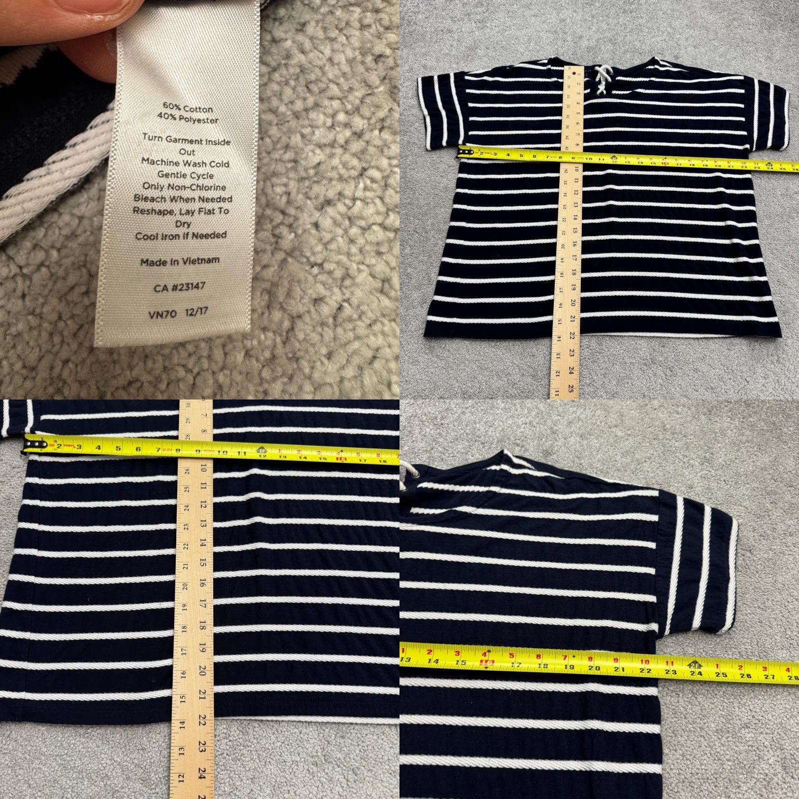 Talbots Talbots Striped T-Shirt Women XL Navy Blue White Lace Up Short Sleeve Top Size XL / US 12-14 / IT 48-50 - 8 Thumbnail
