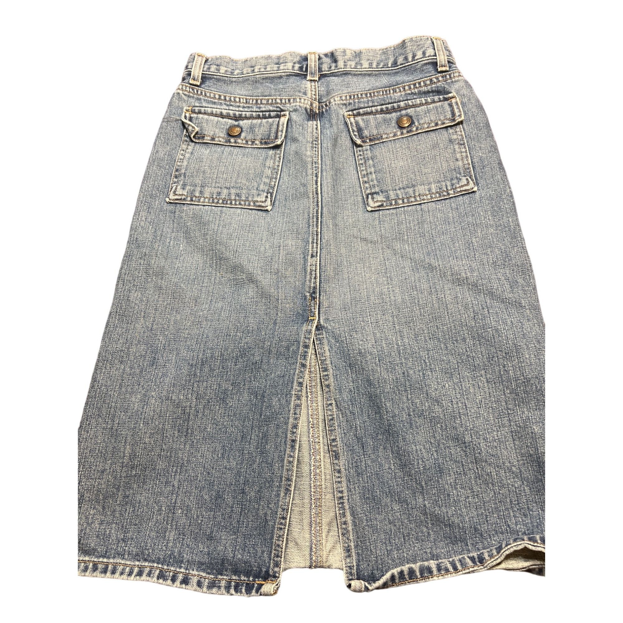 Gap Gap Jeans Denim Jean Skirt Flap Pockets Back Slit Modest Kne Size 30" / US 8 / IT 44 - 3 Thumbnail