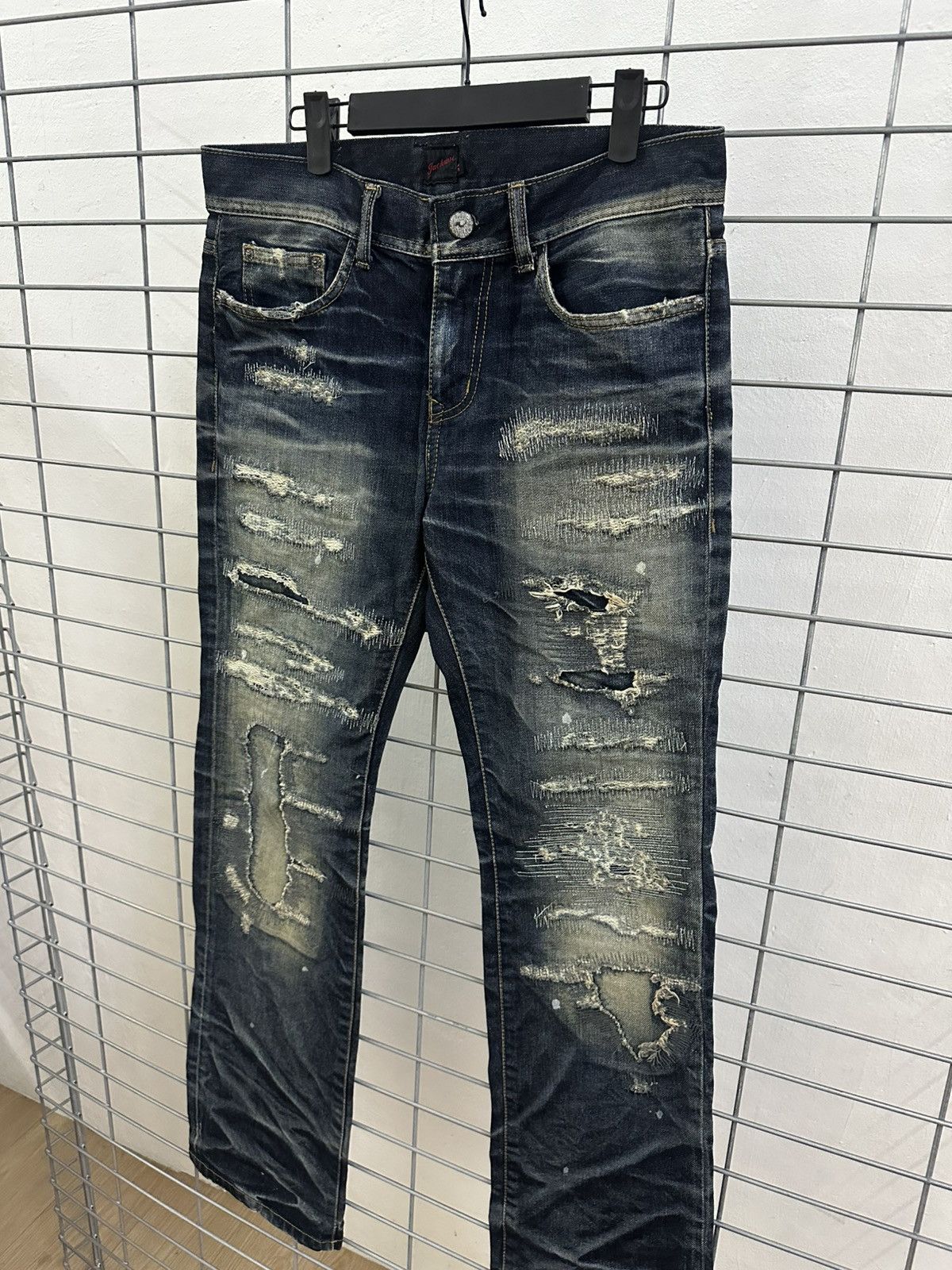 Isamu Katayama Backlash × JACKROSE × Japanese Brand Rare Beautiful Jack Rose Wash Boro Distressed Flared Denim Size US 31 - 3 Thumbnail