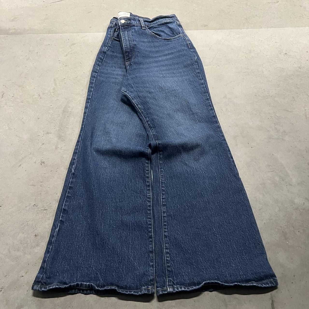 Japanese Brand × Vintage Vintage Y2K High Rise Flared Dark Blue Wash Denim Jeans! Size US 38 / EU 54 - 3 Thumbnail