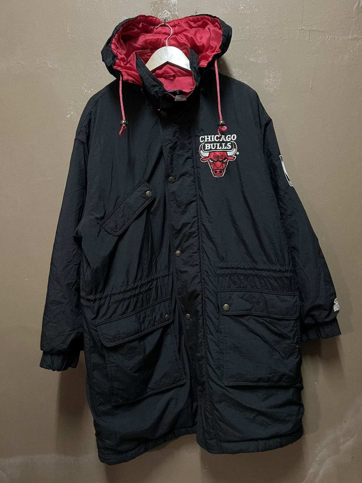 Vintage 90s Starter Chicago Bulls Raincoat Parkas Jacket NBA