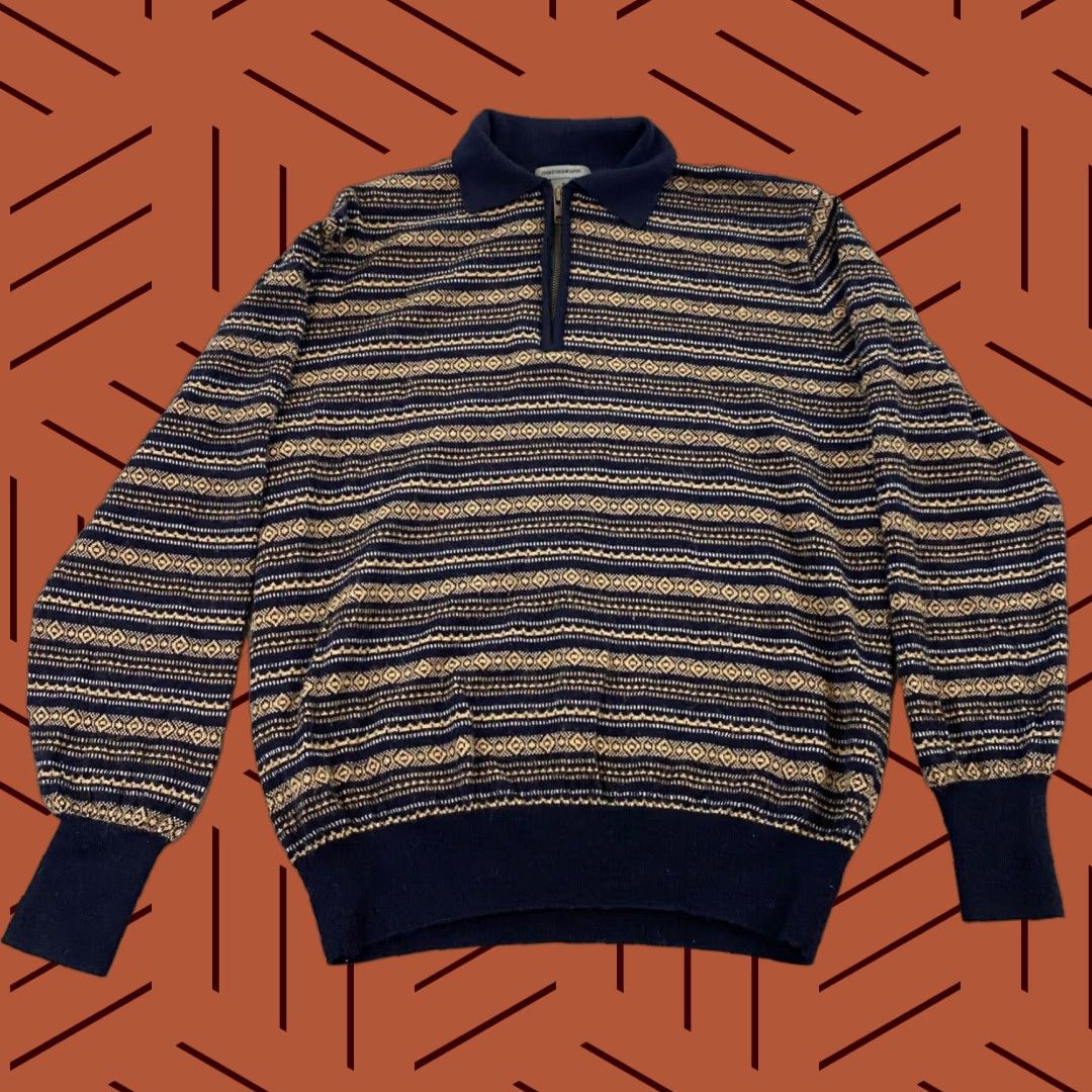 Johnston & Murphy VINTAGE Johnston & Murphy Mens Sweater Medium Collared Pullover Wool Striped All Seasons Size US M / EU 48-50 / 2 - 1 Thumbnail