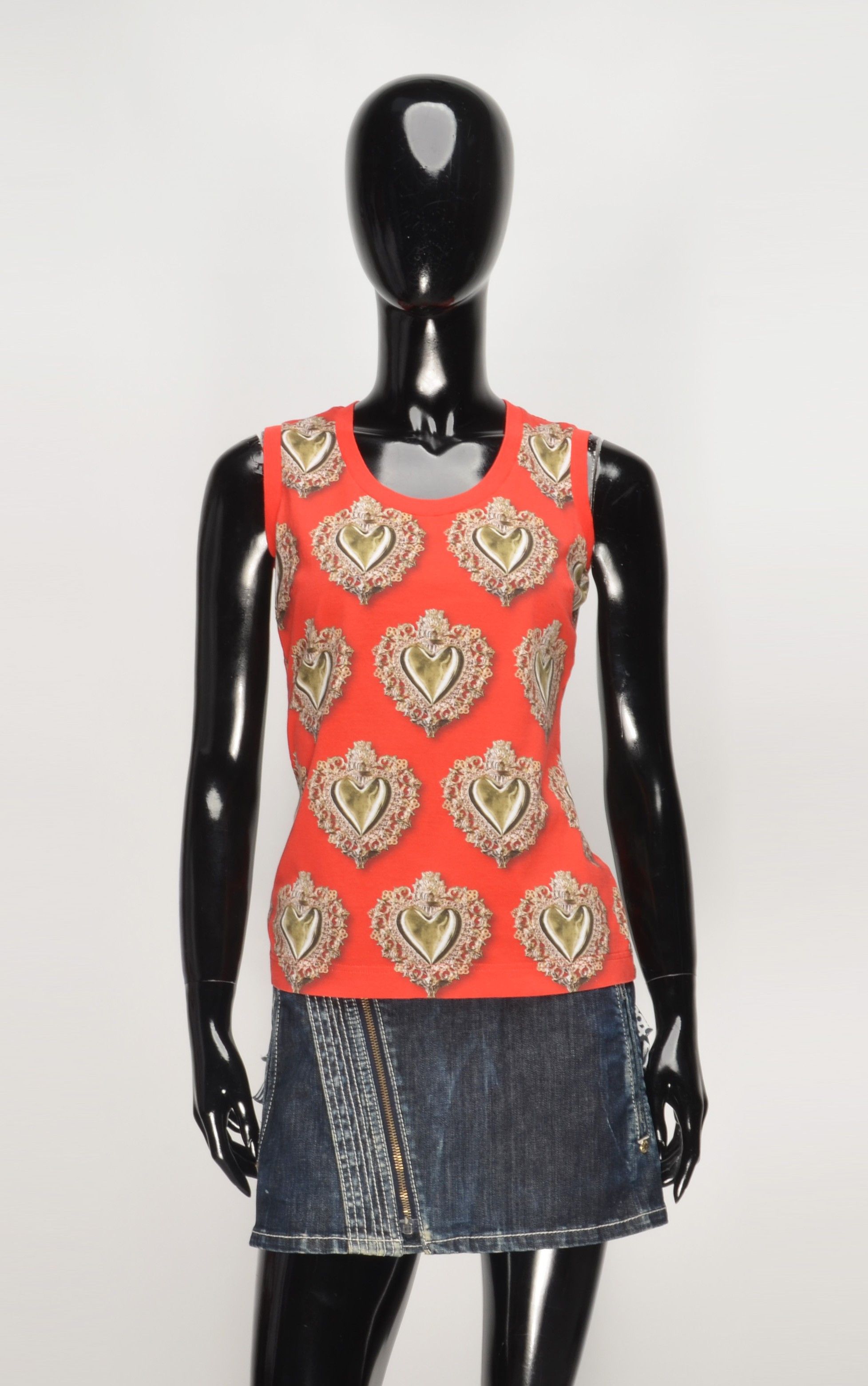 Dolce & Gabbana Vintage Dolce & Gabbana Y2K Heart Print Red Tank Top Size M / US 6-8 / IT 42-44 - 1 Thumbnail