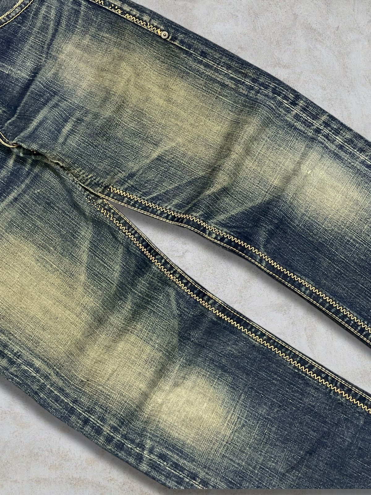 GOSTAR DE FUGA Keiji Itakura Japan Denim Mud Wash Button-Fly Frayed Jeans Size US 31 - 4 Thumbnail