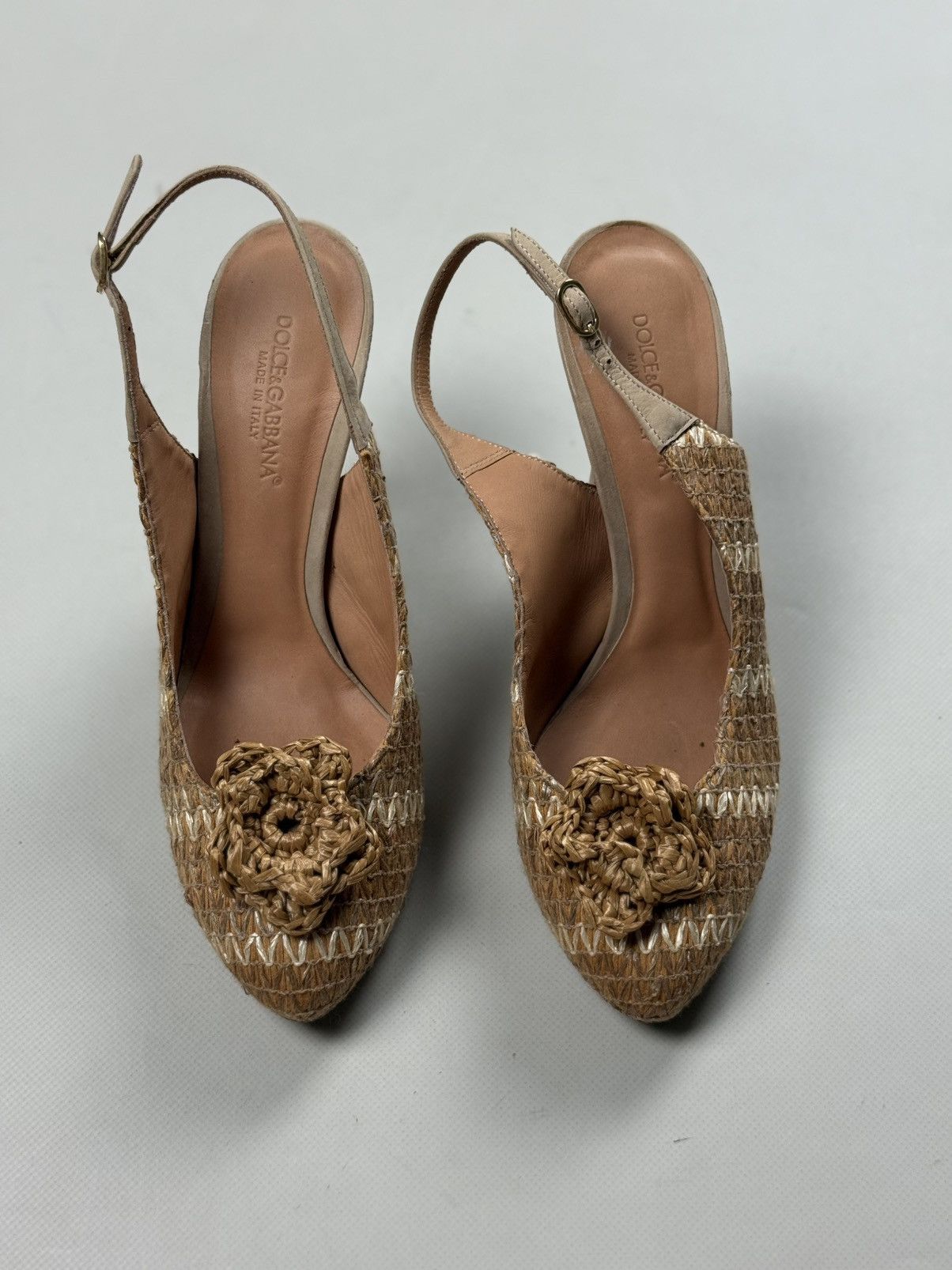 Dolce & Gabbana Dolce & Gabbana Raffia Sling Back Heels Pumps Size 37.5 Size US 7.5 / IT 37.5 - 7 Thumbnail