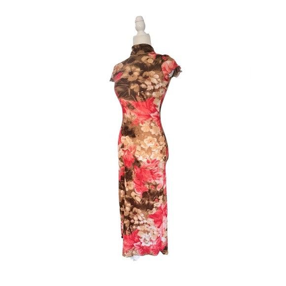 Other Vintage MOA MOA Floral Print Women's Midi Semi-Sheer Dress Size S / US 4 / IT 40 - 2 Thumbnail