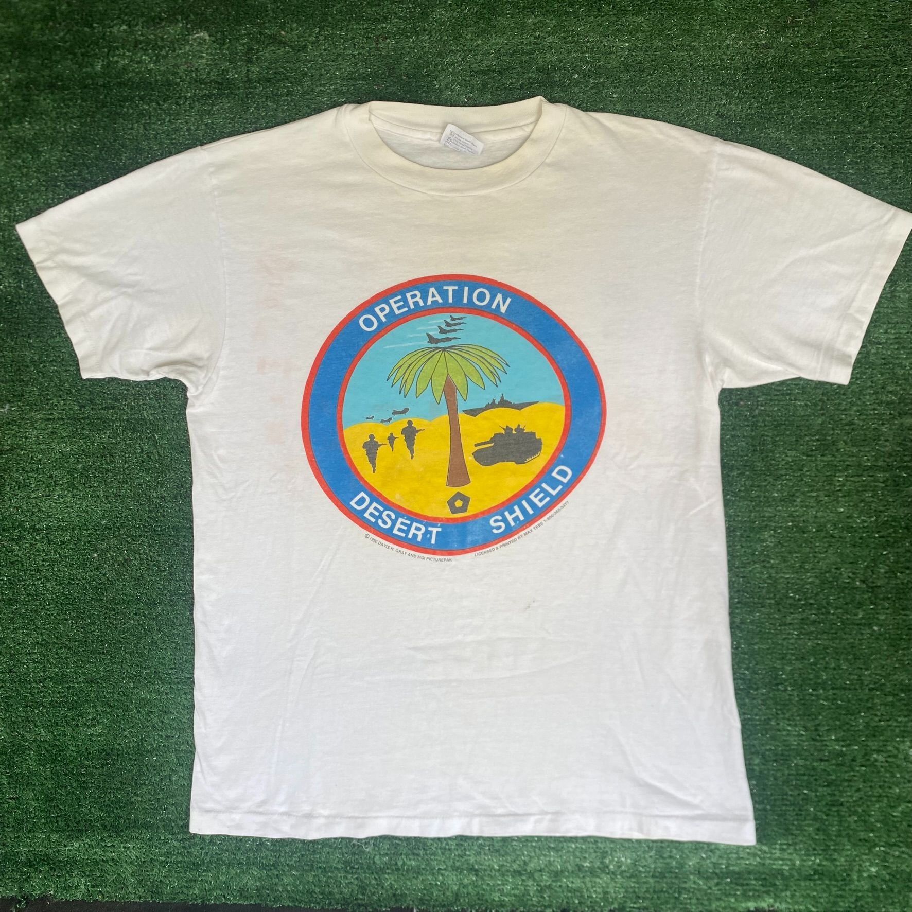Hanes Iraq War Tee Vintage 90s Single Stitch Army Military Shirt Size US L / EU 52-54 / 3 - 1 Thumbnail