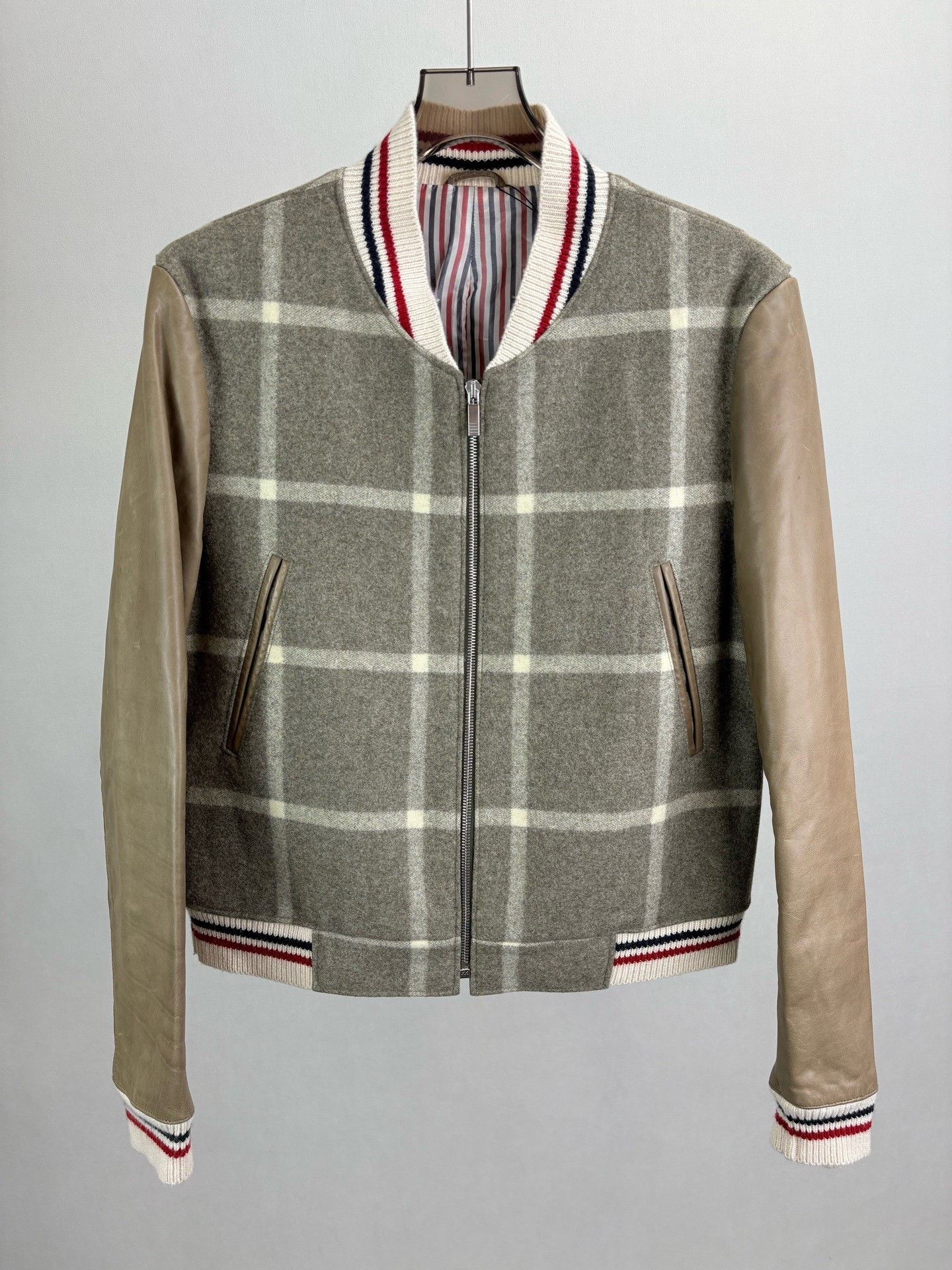 Thom Browne THOM BROWNE TB Wool Leather Baseball Jacket Size US S / EU 44-46 / 1 - 1 Thumbnail