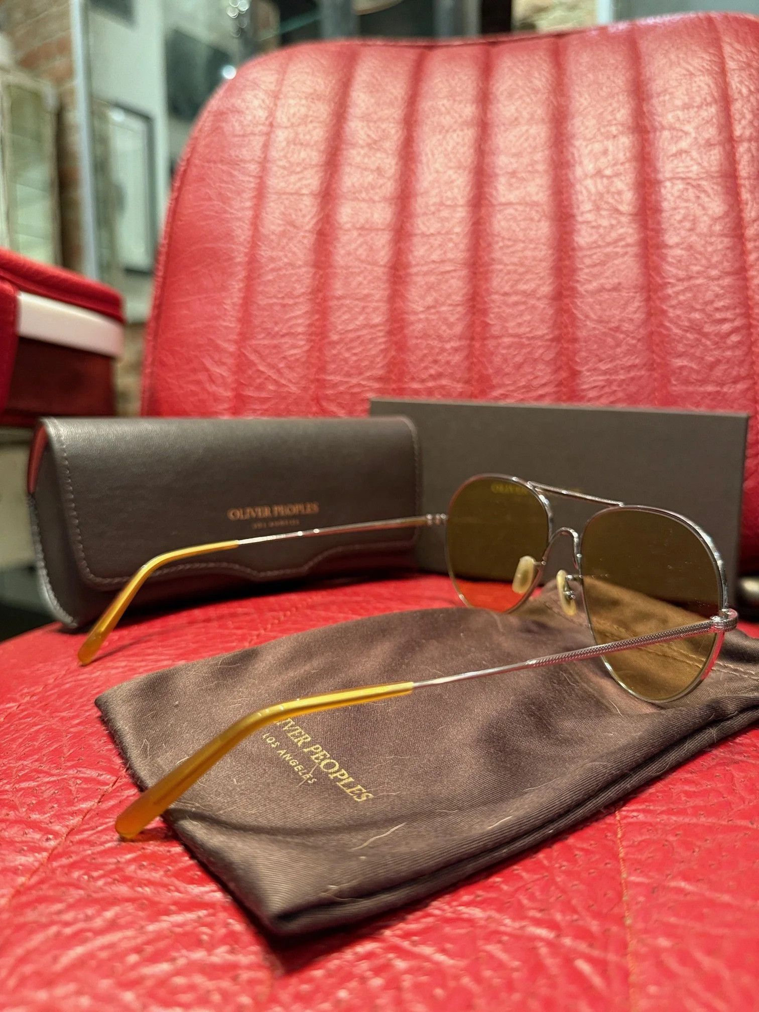 Oliver Peoples Oliver Peoples Rockmore Aviator Sunglasses Size ONE SIZE - 3 Thumbnail
