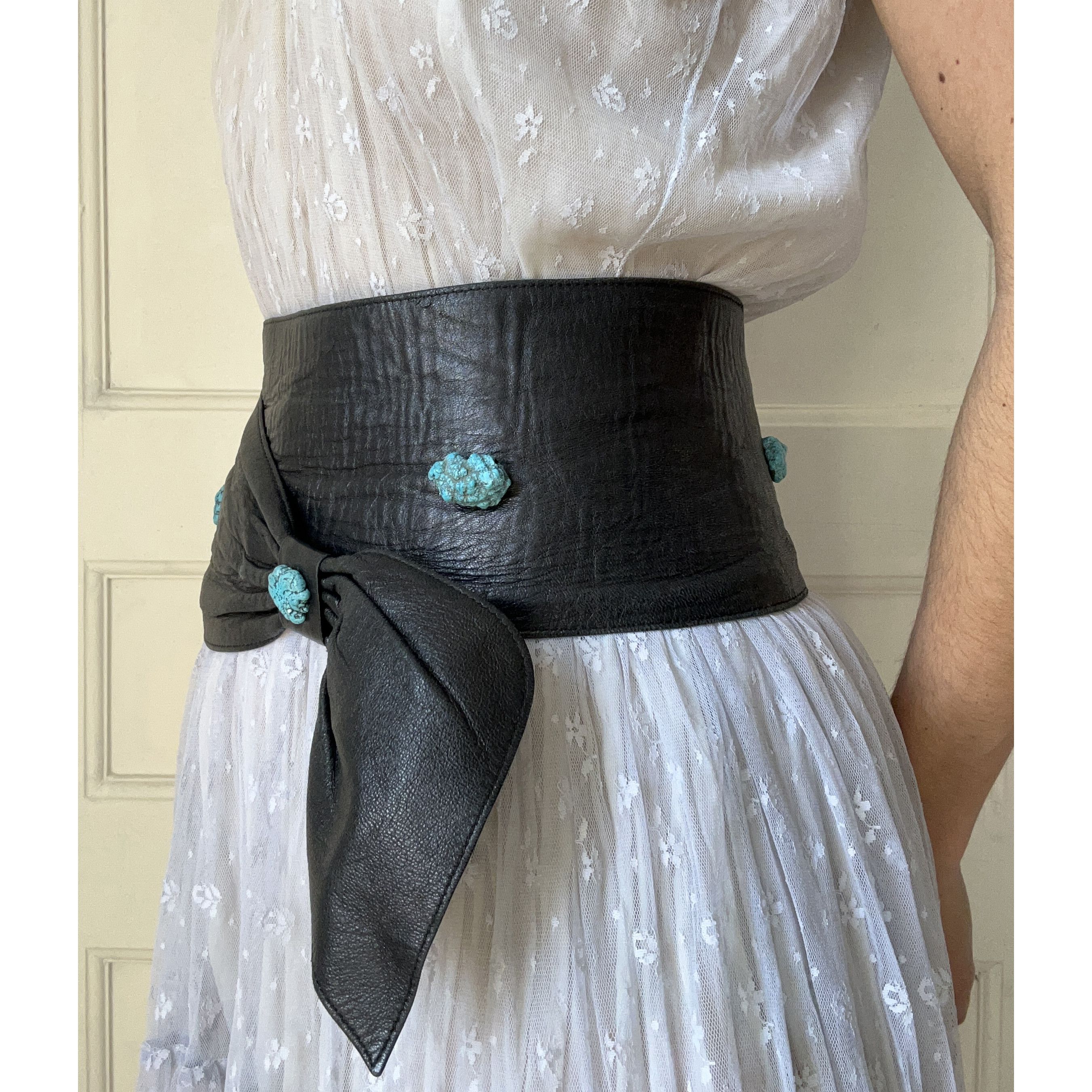 Vintage Vintage 80s Black Leather Wrap Belt Size ONE SIZE - 3 Thumbnail