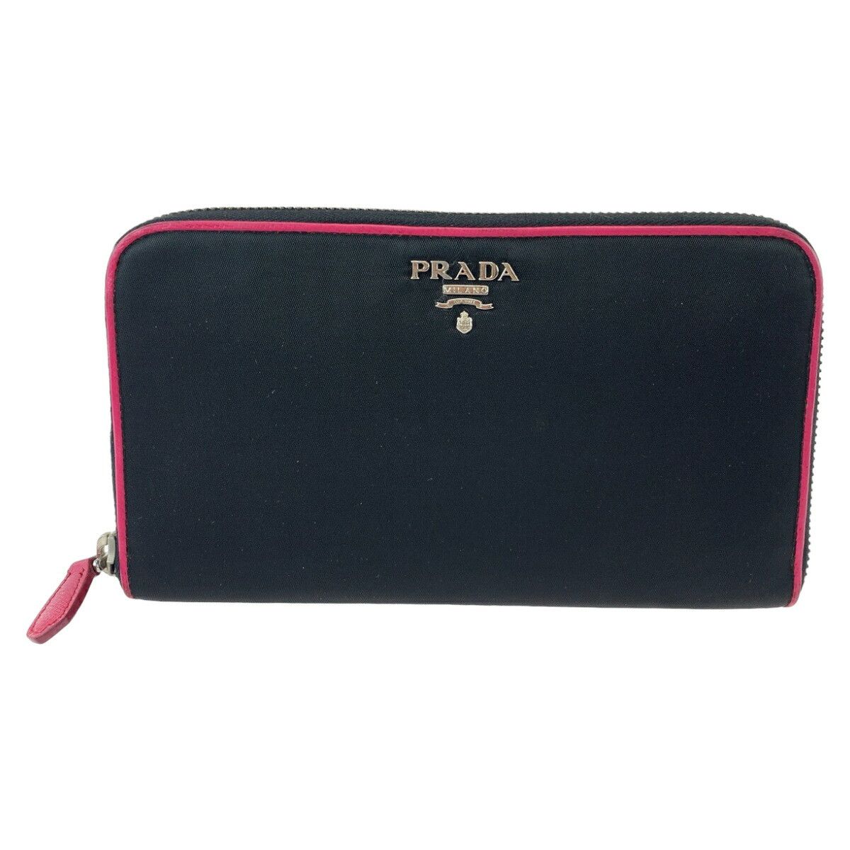 Prada Prada Prada Nylon Tessuto Long Wallet Black Pink Canvas Long Wallet in Very Good Condition Size ONE SIZE - 1 Thumbnail