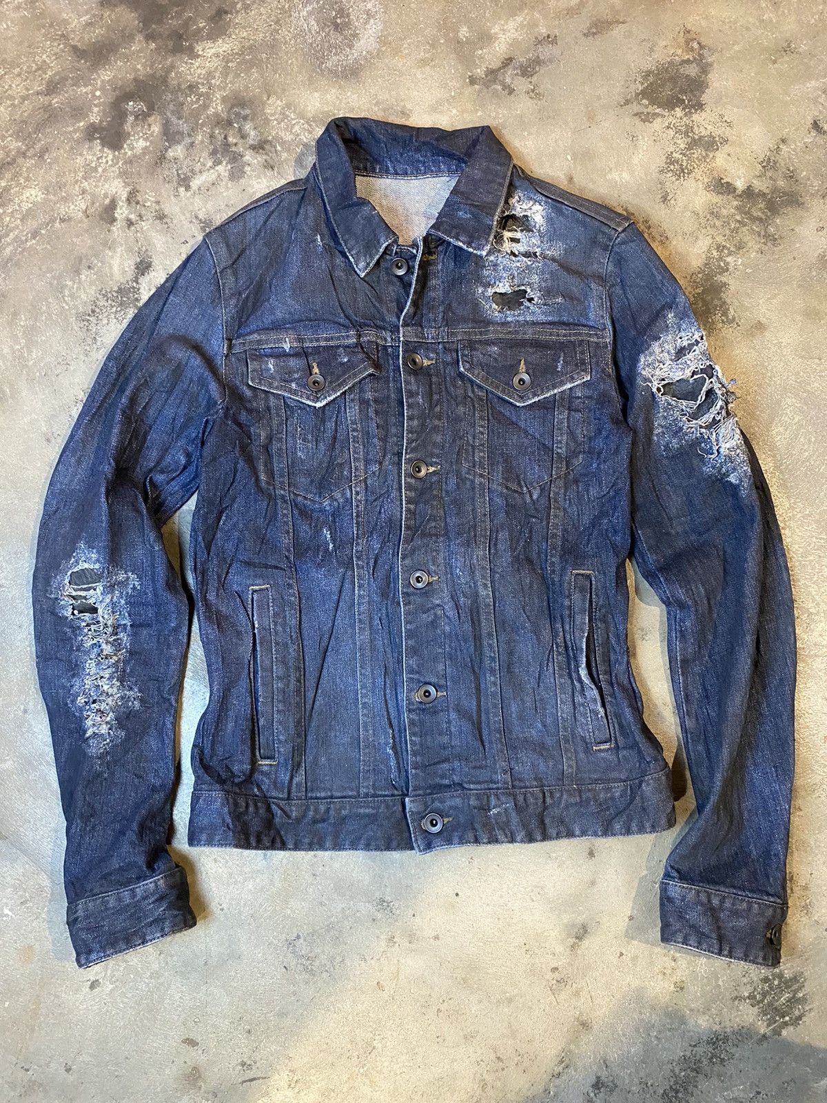 image of Archival Clothing x Beauty Beast Bindingofferdistressed Shellac Jeans Jacket Archives in Blue (Size