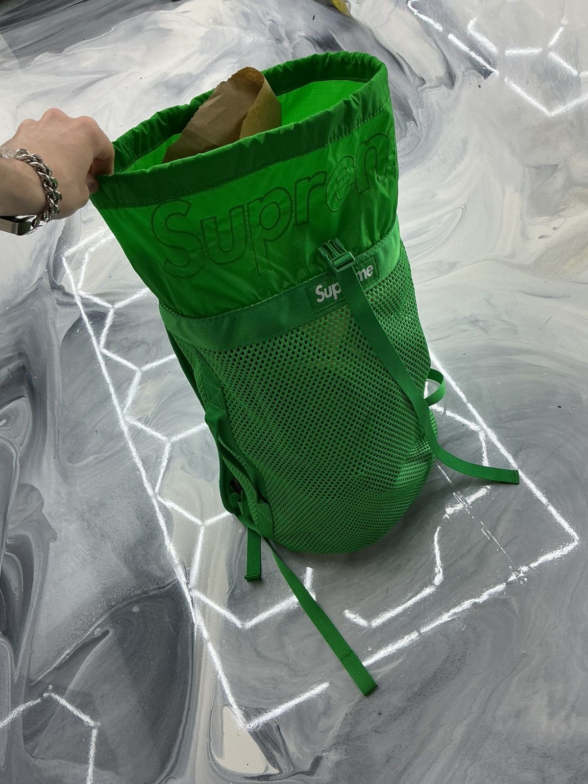 Supreme Supreme Mesh Box Logo Backpack Green Size ONE SIZE - 7 Thumbnail