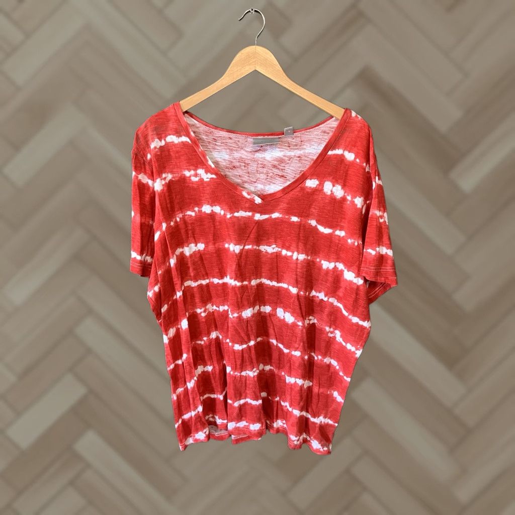Avenue VINTAGE Avenue Womens Red Striped Short Sleeve T-shirt Plus Size 22/24 Women T-Shirt Red Striped Plus Size 22/24 Womens T-Shirt Size 3XL / US 20-22 - 1 Thumbnail