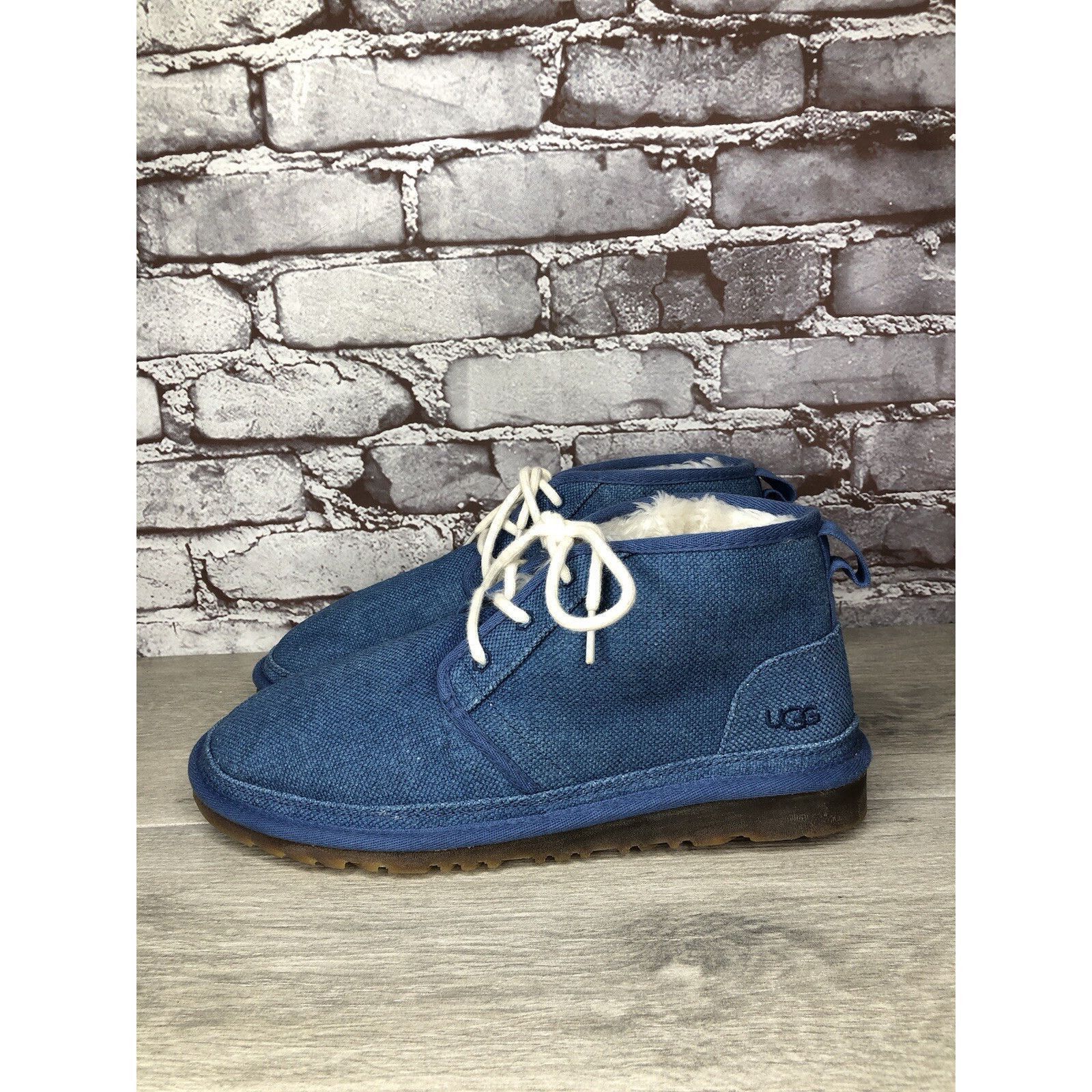 Ugg UGG Neumel Blue Fabric Fur WHT Lace Up Chukka Boots Men Sz 4 Size US 10 / EU 43 - 2 Thumbnail