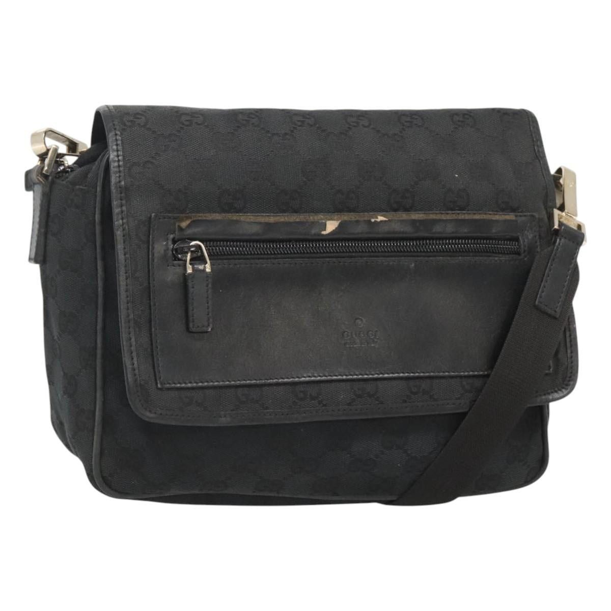 Gucci GUCCI GG Canvas Shoulder Bag Black Gold 019 019 Size ONE SIZE - 1 Thumbnail