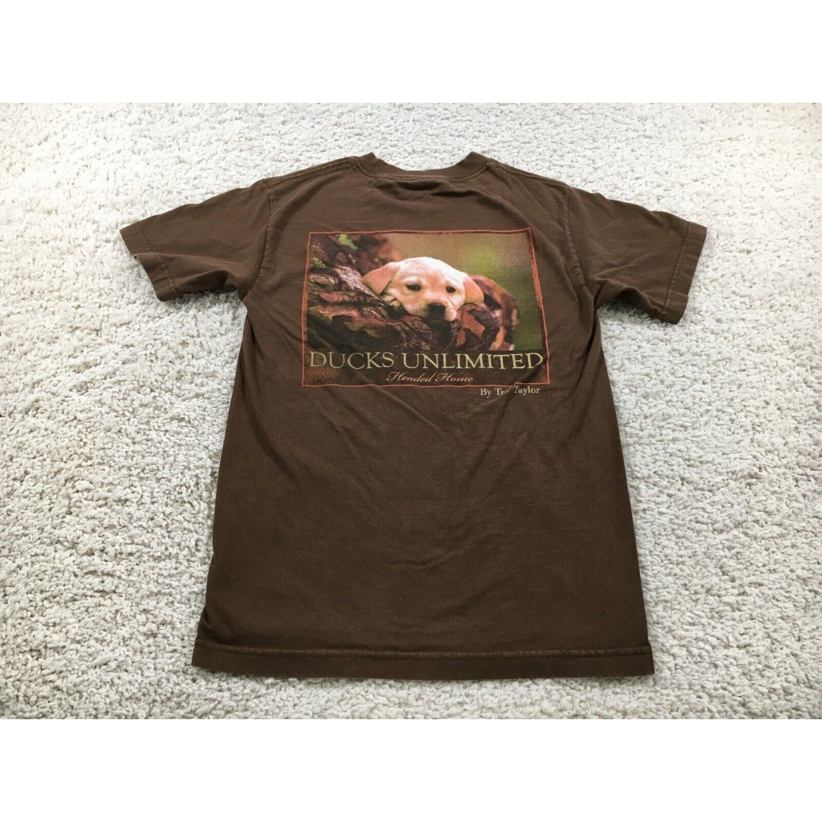 Doublet Vintage Ducks Unlimited Shirt Mens Small Brown Double Sided Dog  Logo Hunting USA
