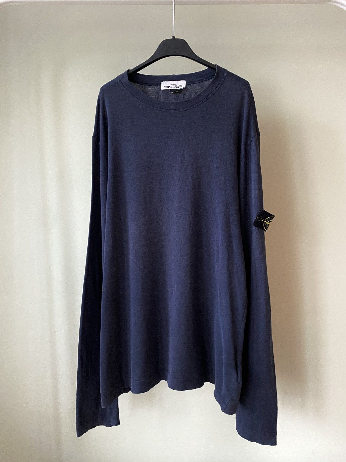 image of Stone Island Light Cotton & Linen Crew Jumper Sweater in Navy, Men's (Size 2XL)