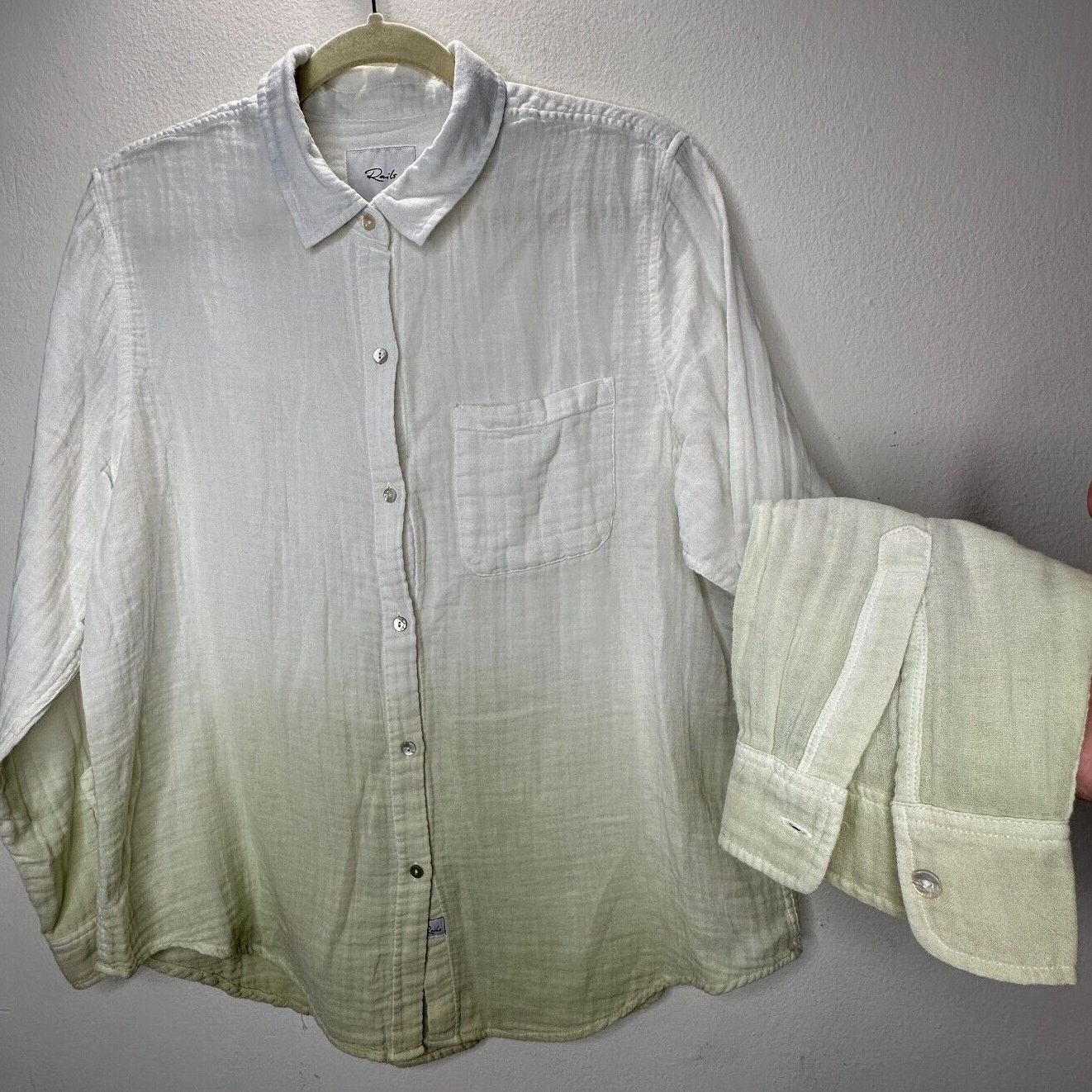 Rails Rails Ellis Blue Mint Dip Dye Button Long Sleeve Gauze Shirt Size L / US 10 / IT 46 - 4 Thumbnail