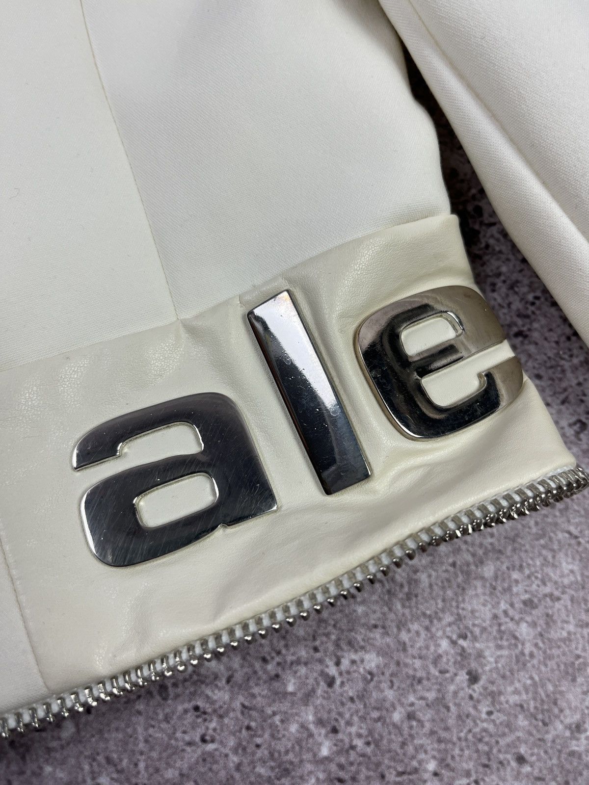 Alexander Wang Cropped Blazer Cream Logo Hardware Jacket Designer Zip Size S / US 4 / IT 40 - 9 Thumbnail