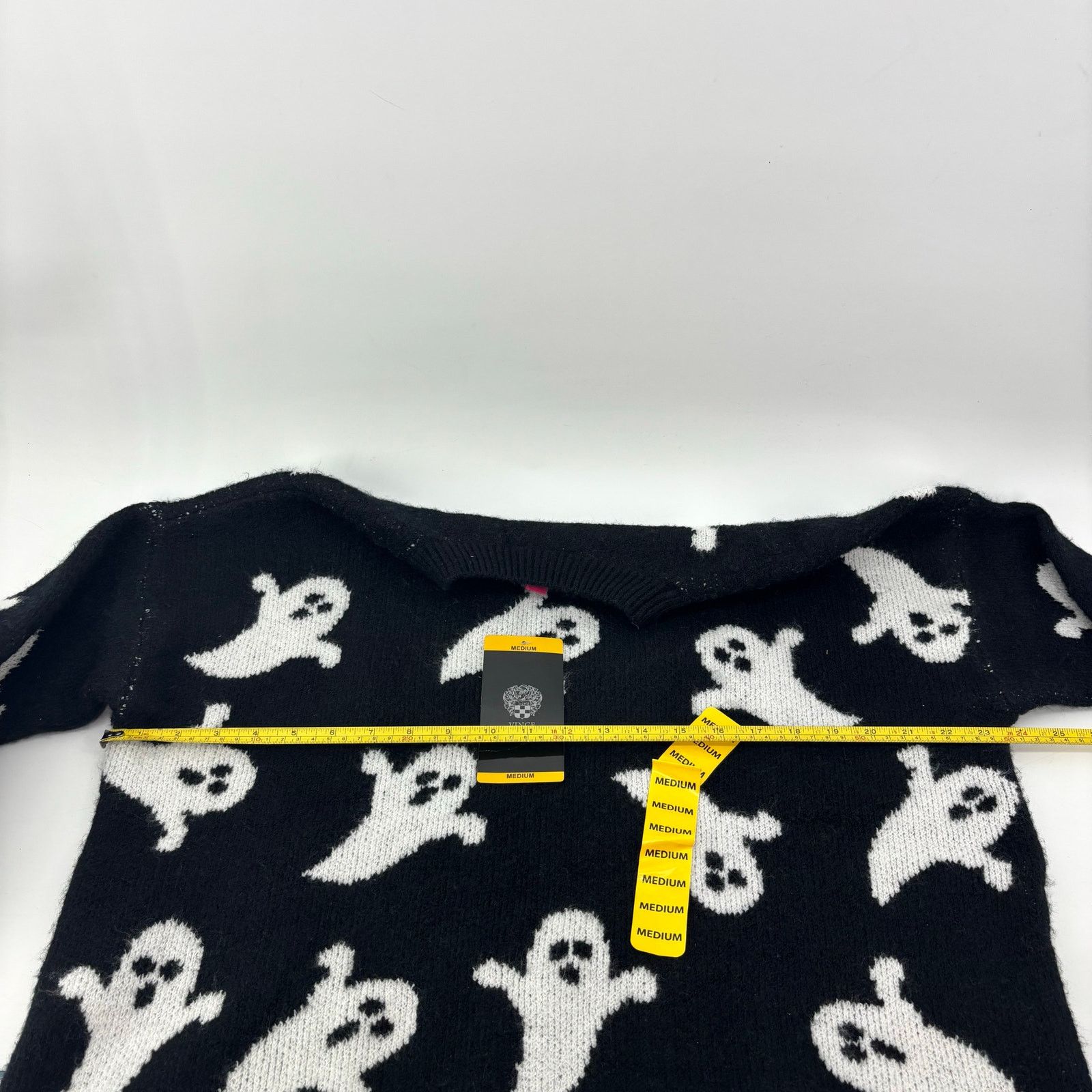 Vince Camuto Vince Camuto Womens Med Black White Ghost Halloween Sweater Size M / US 6-8 / IT 42-44 - 3 Thumbnail
