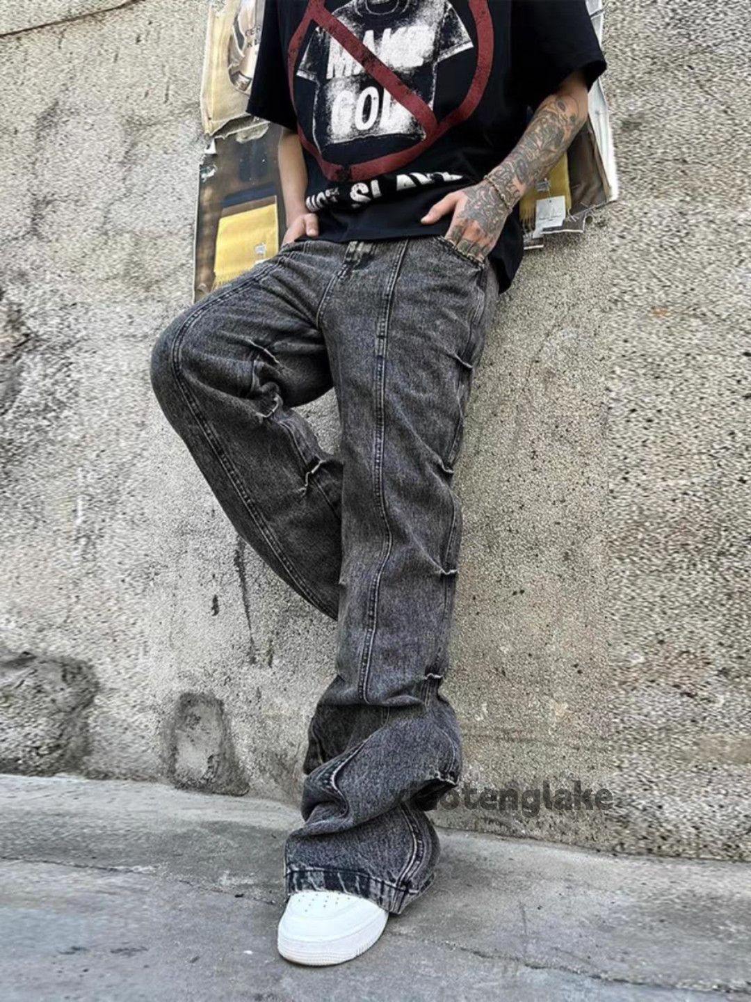 Jean × Vintage utility punk grunge bootcut pleated yuppie flared jeans Size US 32 / EU 48 - 4 Thumbnail