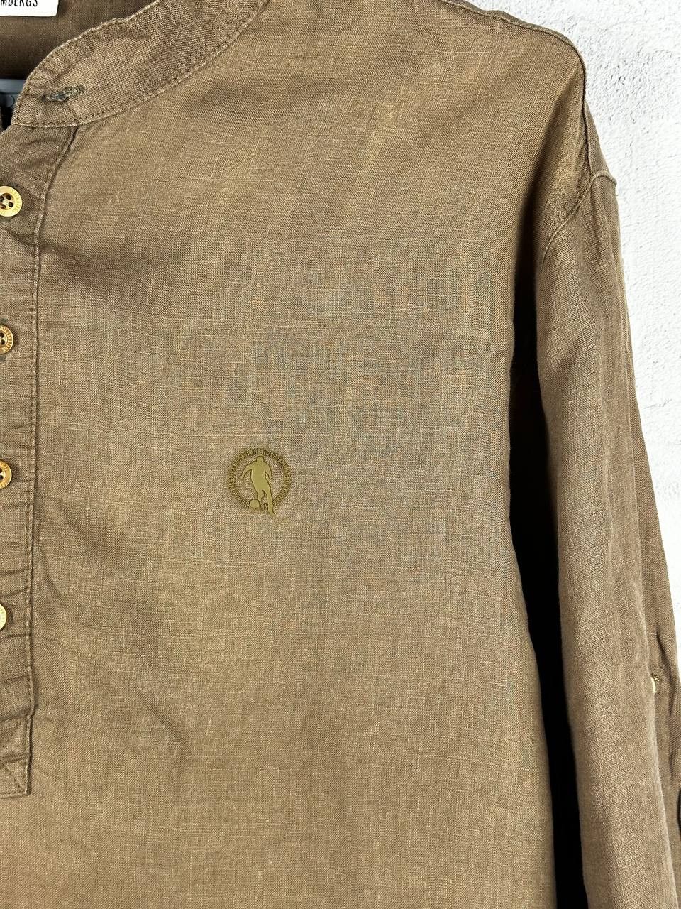 Dirk Bikkembergs Vintage Bikkembergs Linen Brown Collar Logo Shirt Size XXL Size US XXL / EU 58 / 5 - 4 Thumbnail