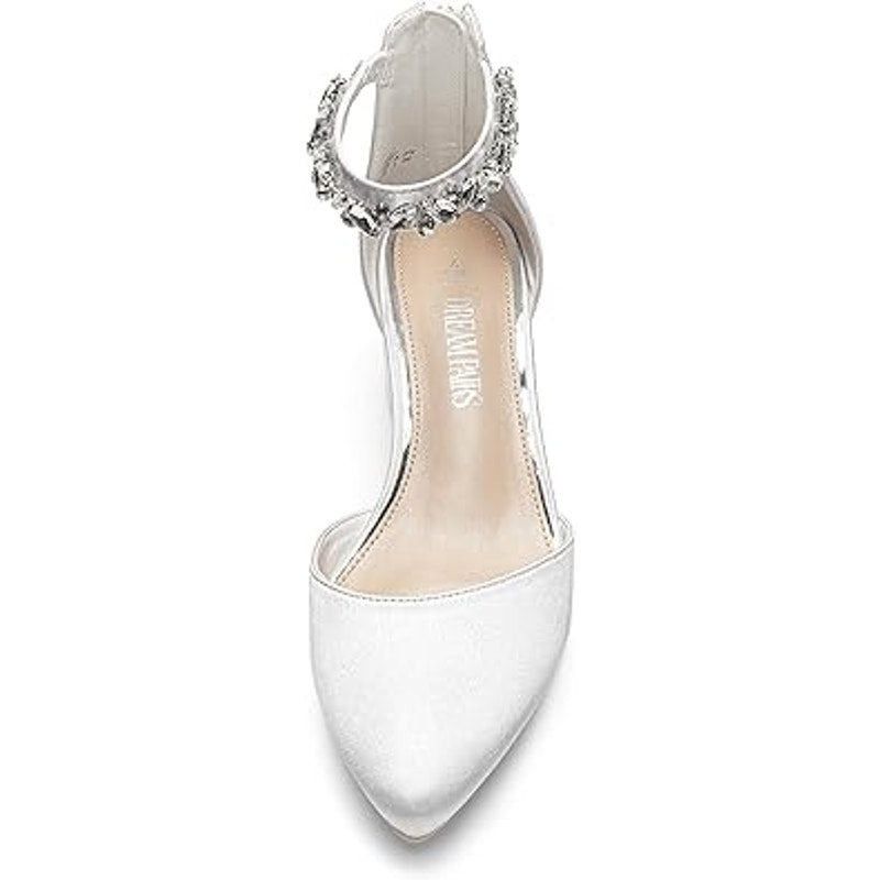 Other Dream Pairs Womens 9 White Satin Pointy Toe 2.25" Heel Shoes Size ONE SIZE - 2 Thumbnail