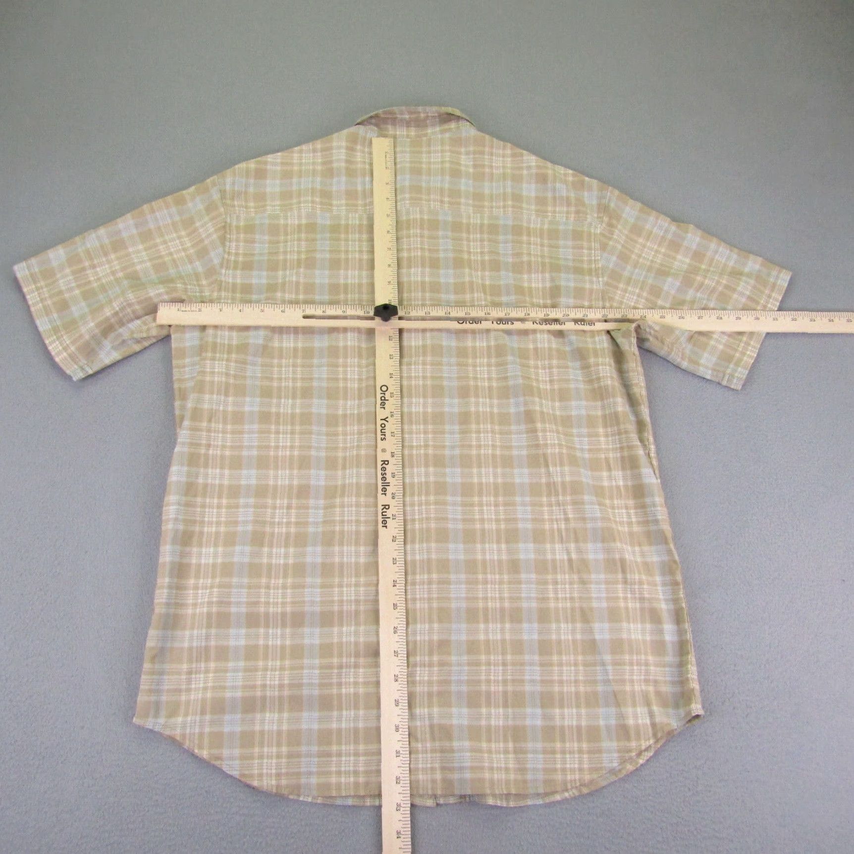 Anchor Blue Anchor Blue Shirt Mens XL Beige Plaid Button-Up Casual Grunge Classic 90s Style Pocket Collared Cotton Polyester Workwear Short Sleeve Mens Size US XL / EU 56 / 4 - 6 Thumbnail