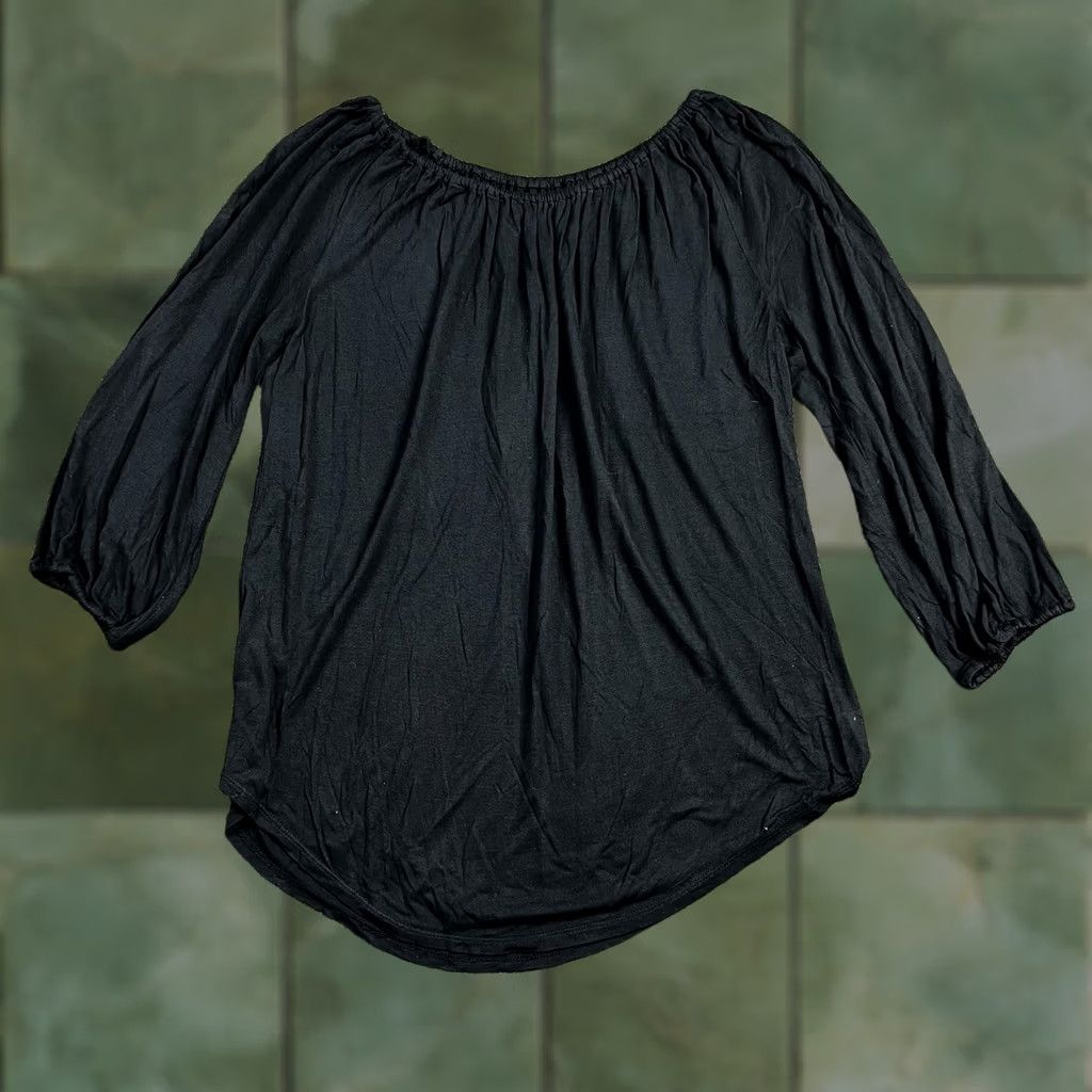 Loft Ann Taylor Loft Off The Shoulder 3/4 Sleeve Shirt Small Black Stretch LOFT Ladies Size S / US 4 / IT 40 - 1 Thumbnail